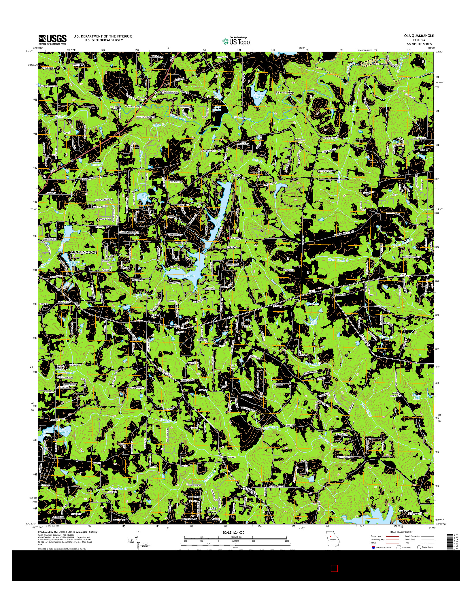 USGS US TOPO 7.5-MINUTE MAP FOR OLA, GA 2014