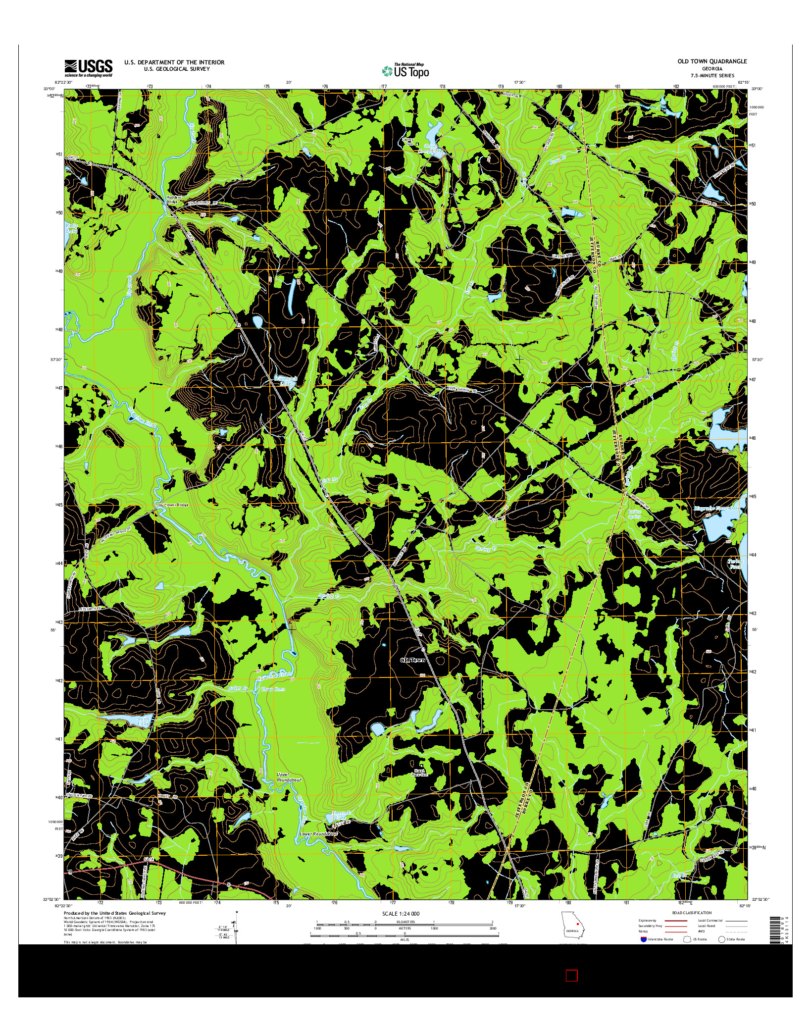 USGS US TOPO 7.5-MINUTE MAP FOR OLD TOWN, GA 2014