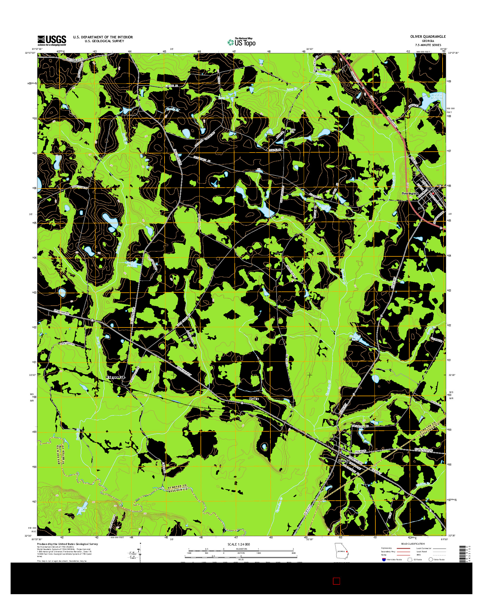 USGS US TOPO 7.5-MINUTE MAP FOR OLIVER, GA 2014