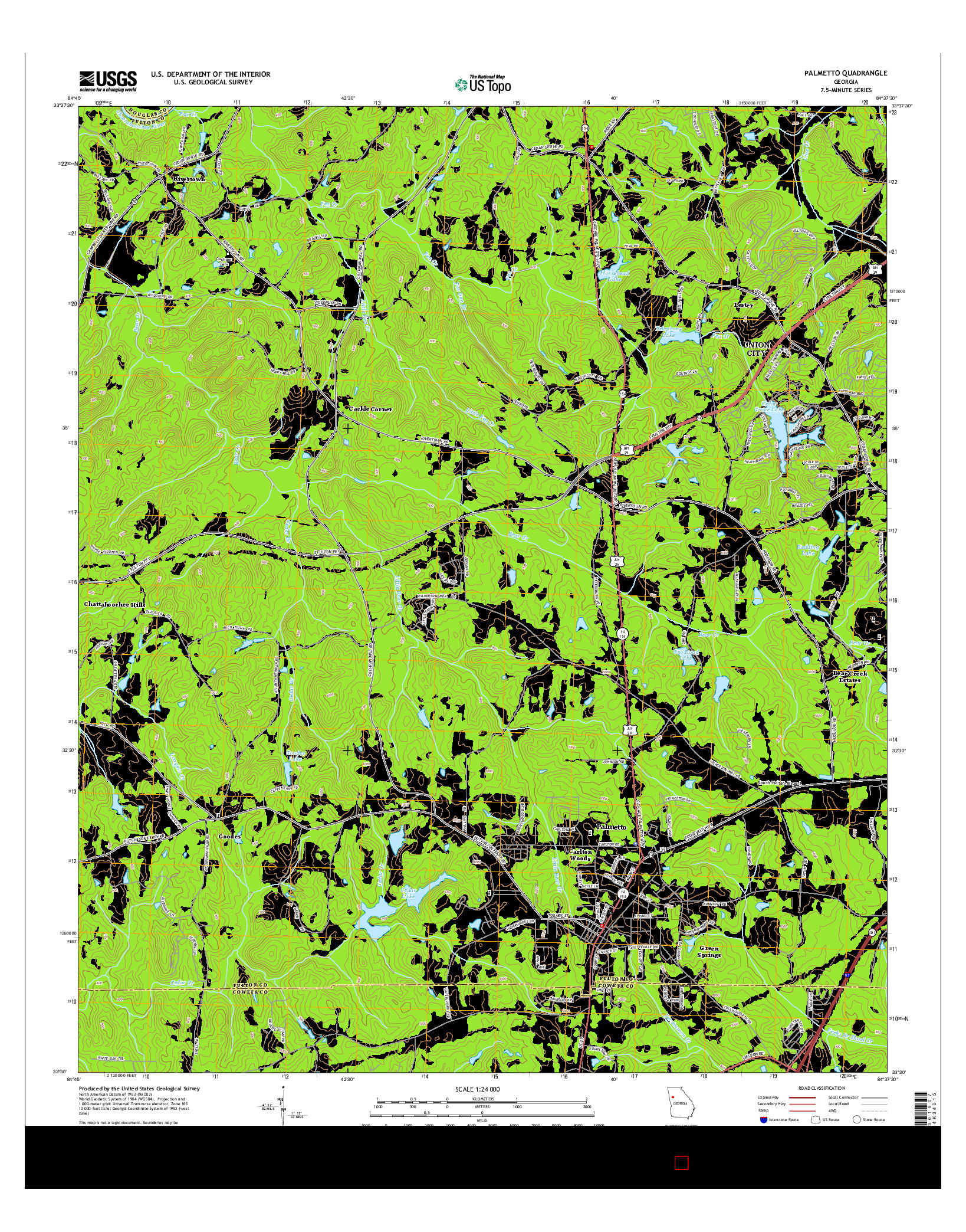 USGS US TOPO 7.5-MINUTE MAP FOR PALMETTO, GA 2014