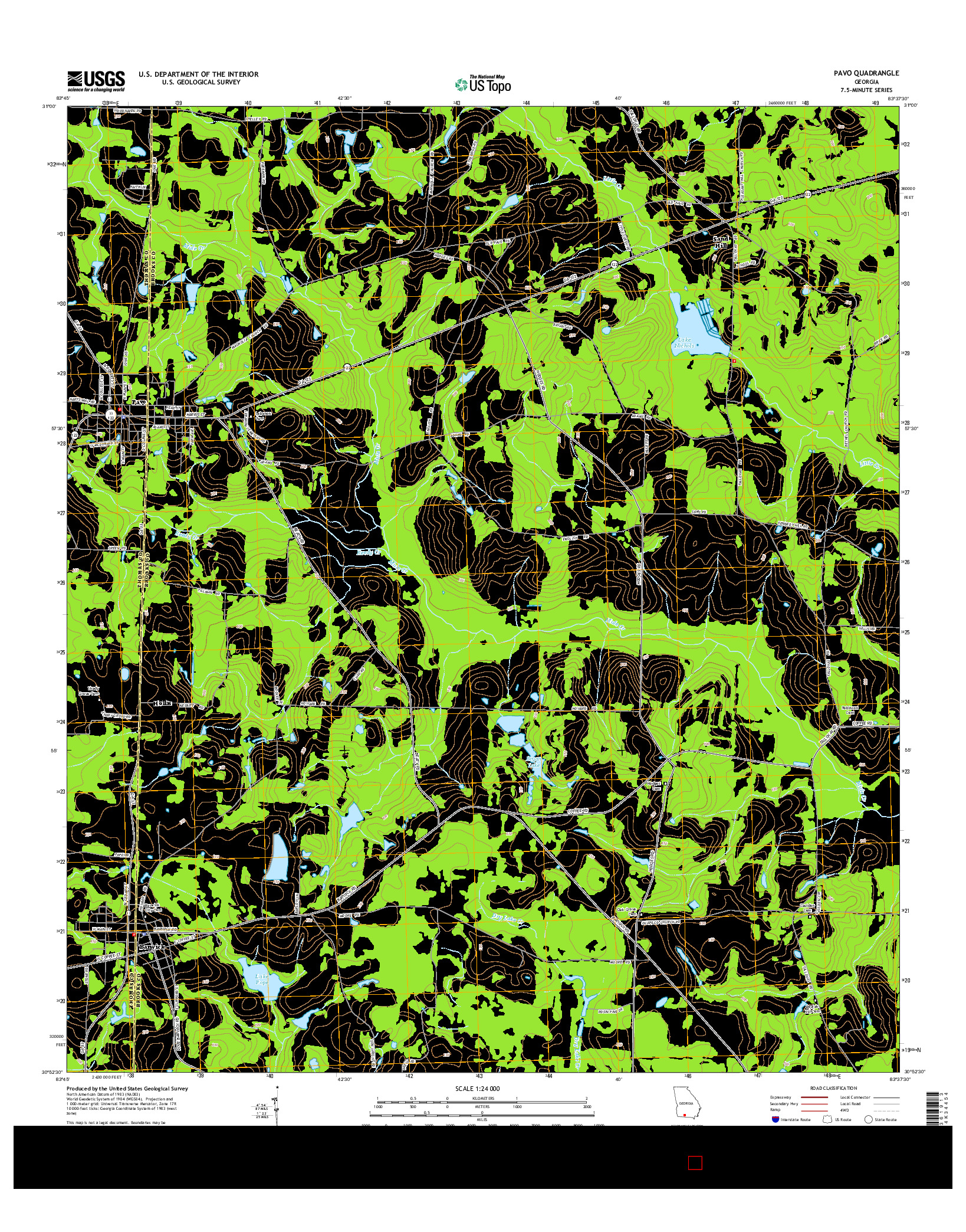 USGS US TOPO 7.5-MINUTE MAP FOR PAVO, GA 2014