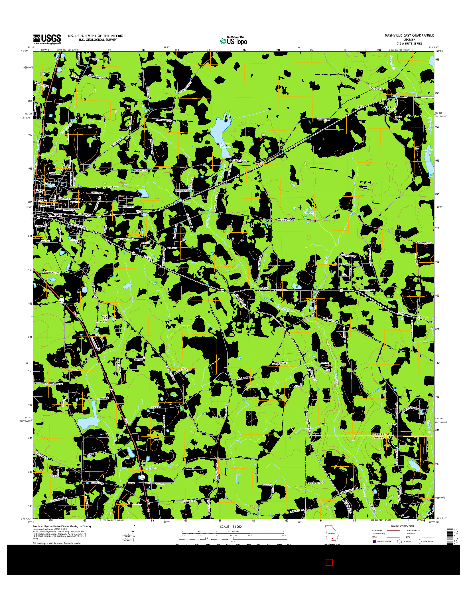 USGS US TOPO 7.5-MINUTE MAP FOR NASHVILLE EAST, GA 2014