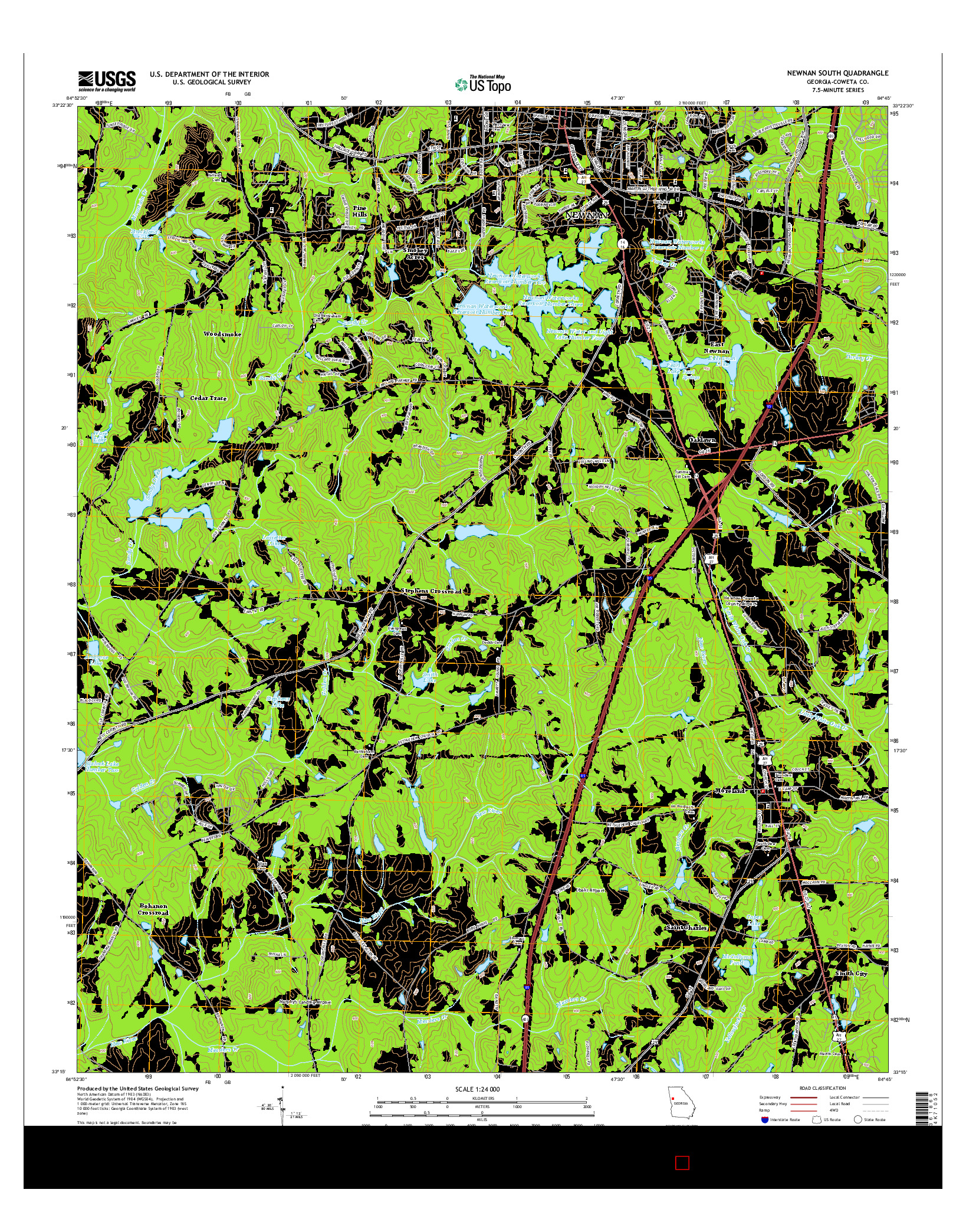 USGS US TOPO 7.5-MINUTE MAP FOR NEWNAN SOUTH, GA 2014