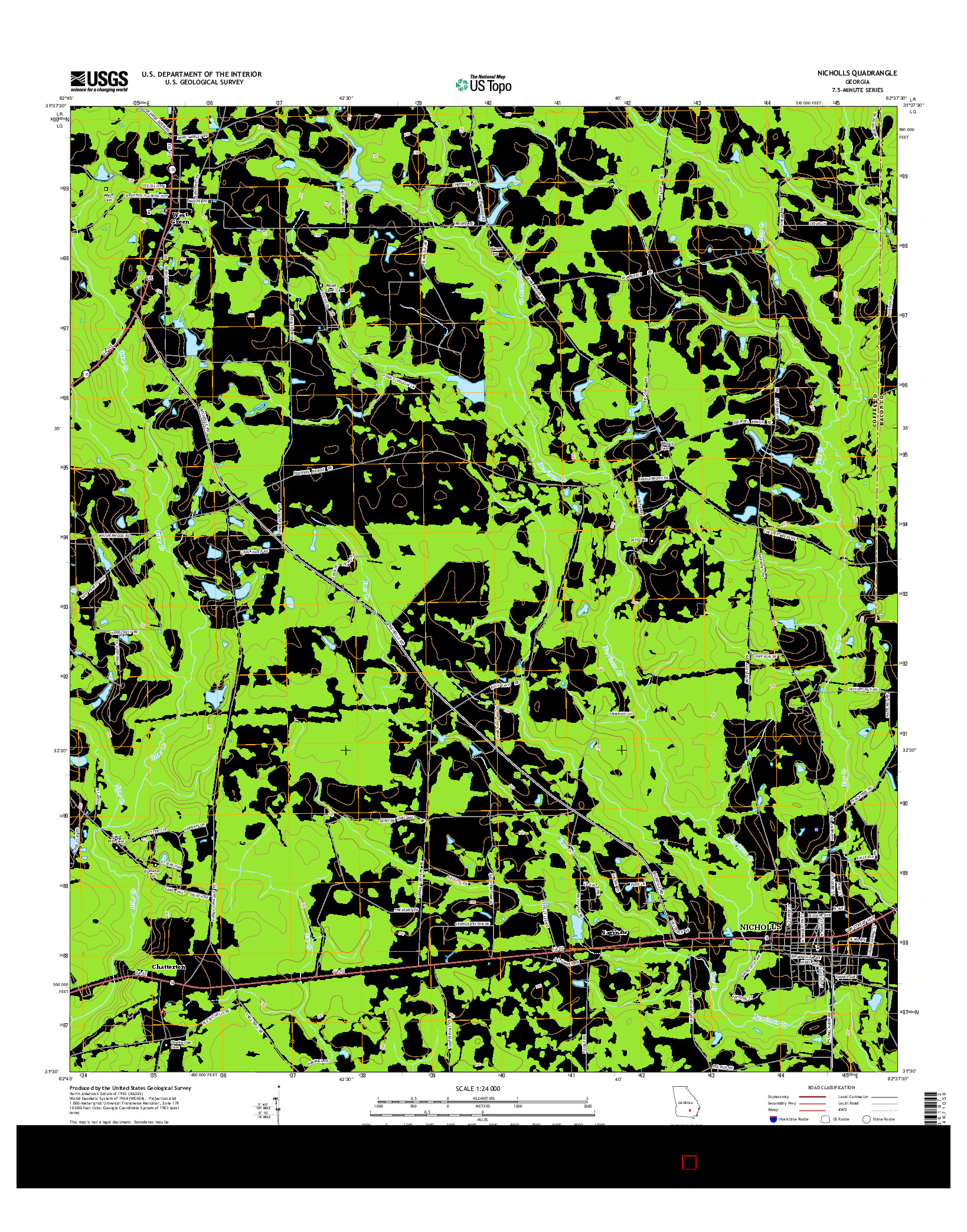 USGS US TOPO 7.5-MINUTE MAP FOR NICHOLLS, GA 2014