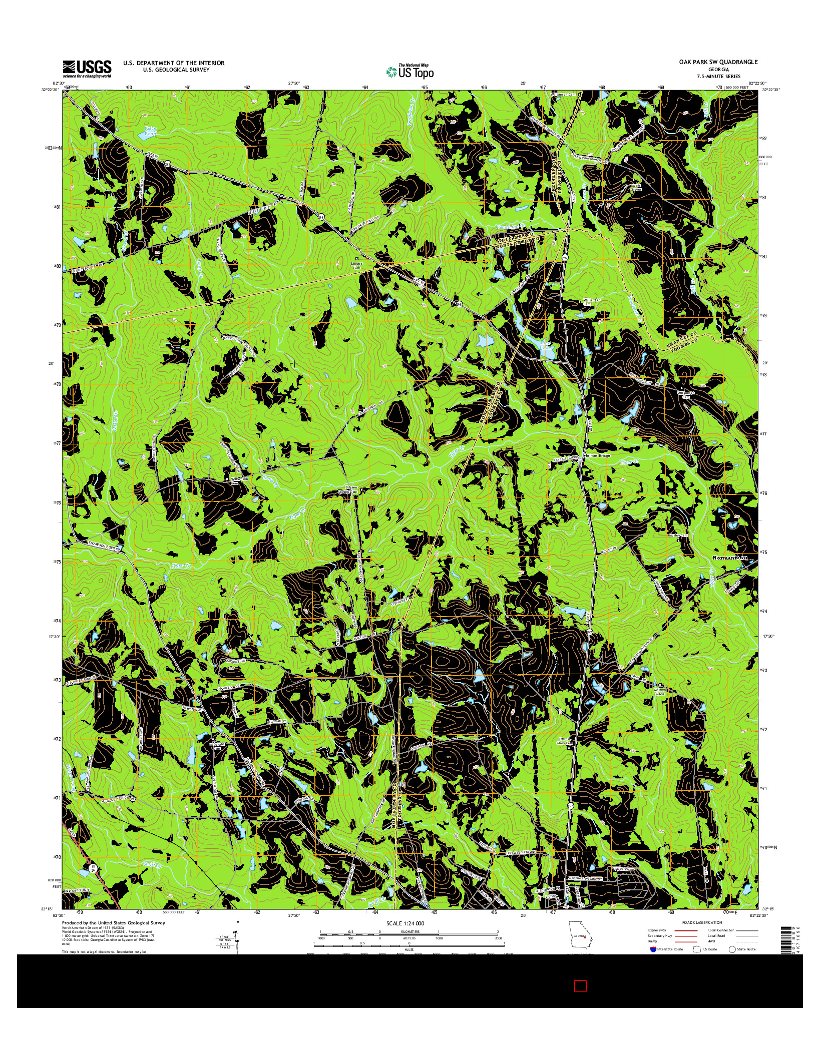 USGS US TOPO 7.5-MINUTE MAP FOR OAK PARK SW, GA 2014