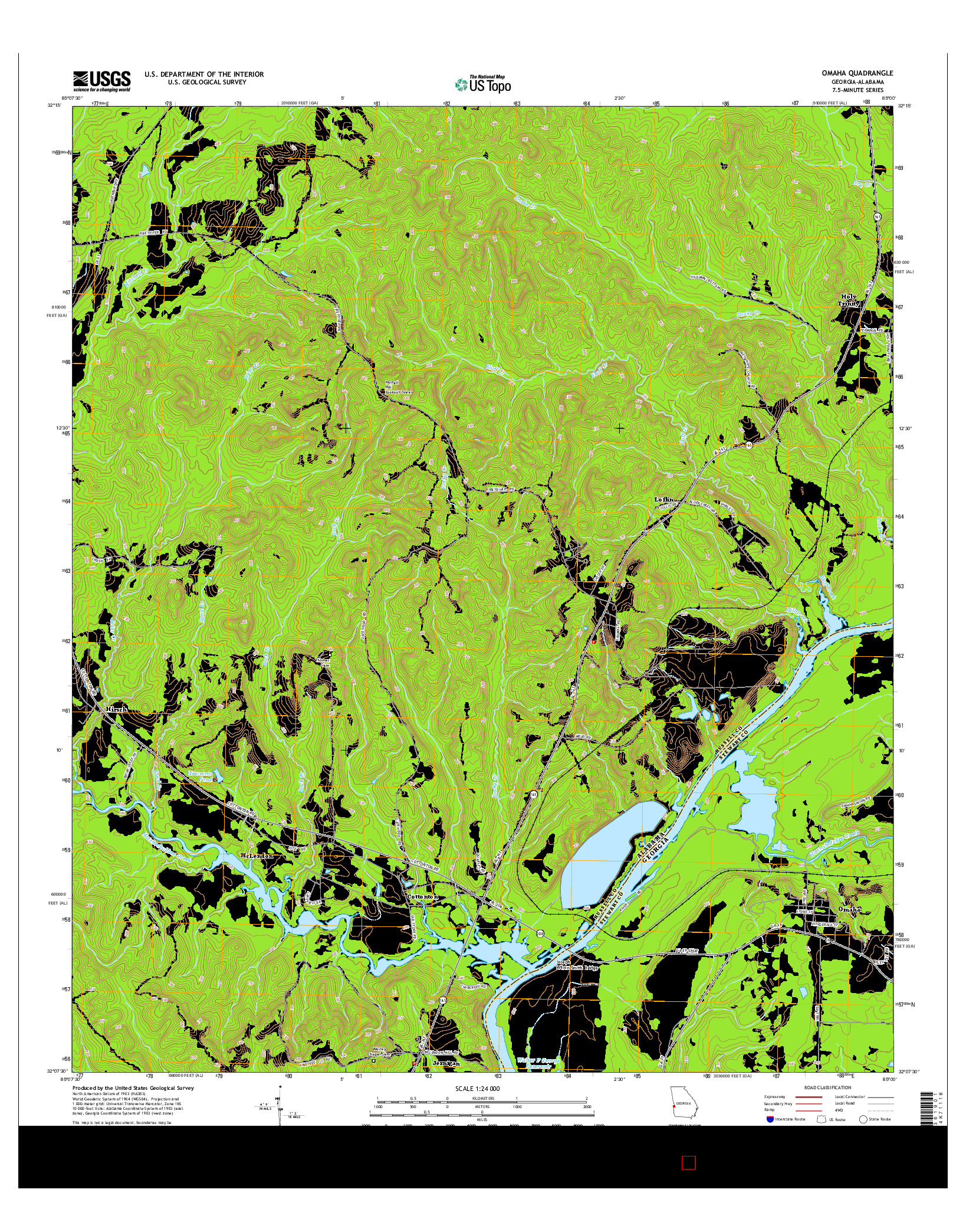 USGS US TOPO 7.5-MINUTE MAP FOR OMAHA, GA-AL 2014