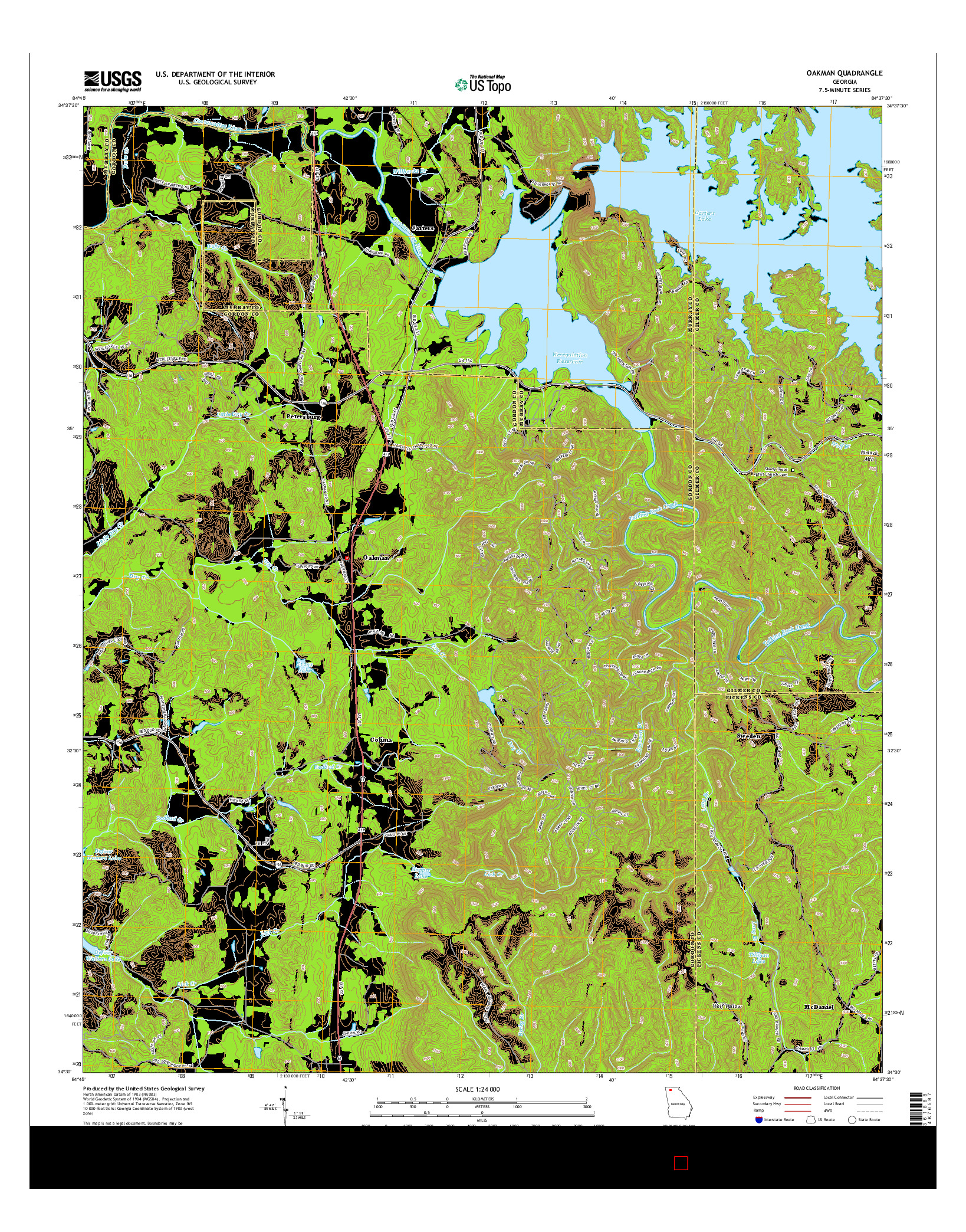 USGS US TOPO 7.5-MINUTE MAP FOR OAKMAN, GA 2014