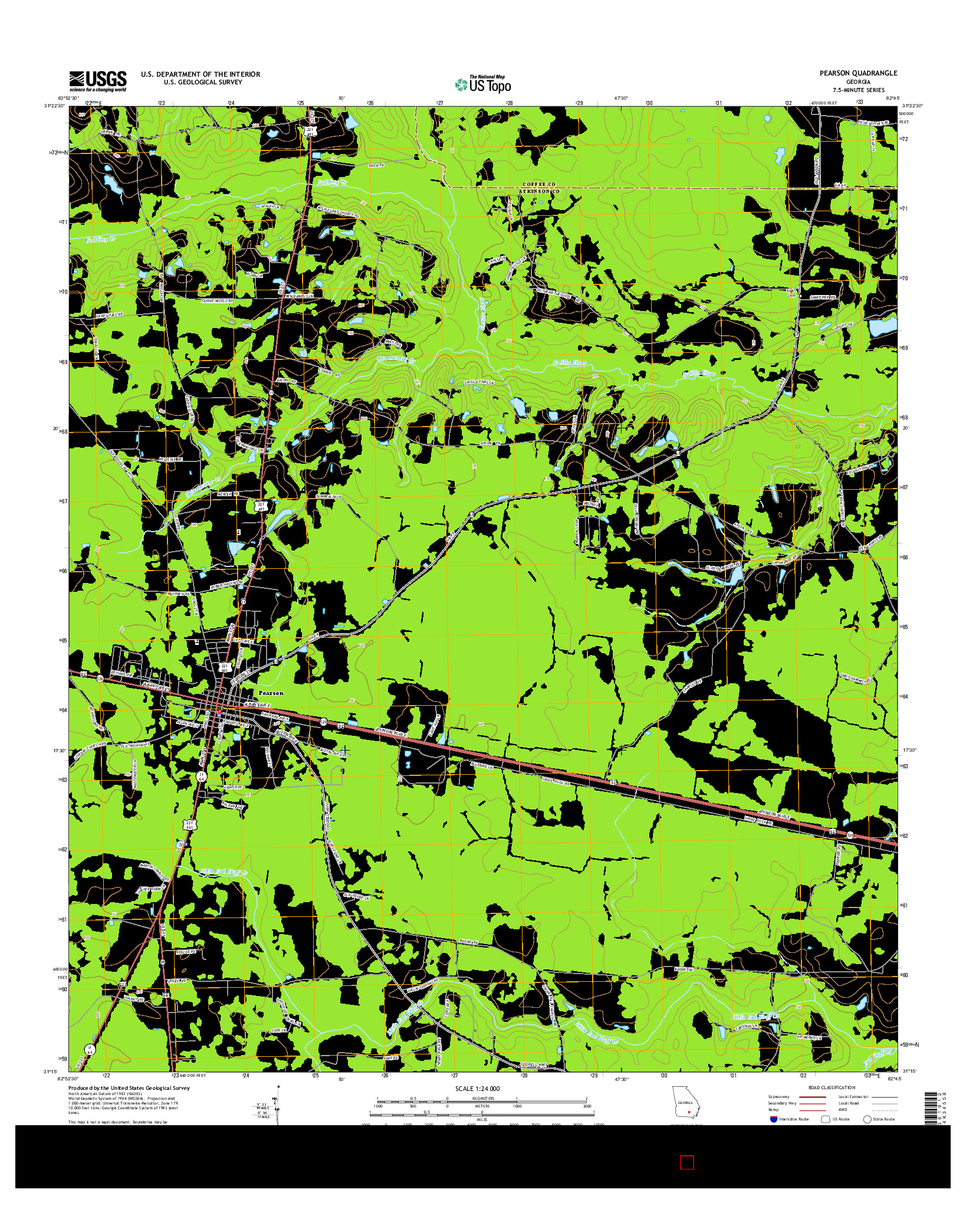 USGS US TOPO 7.5-MINUTE MAP FOR PEARSON, GA 2014