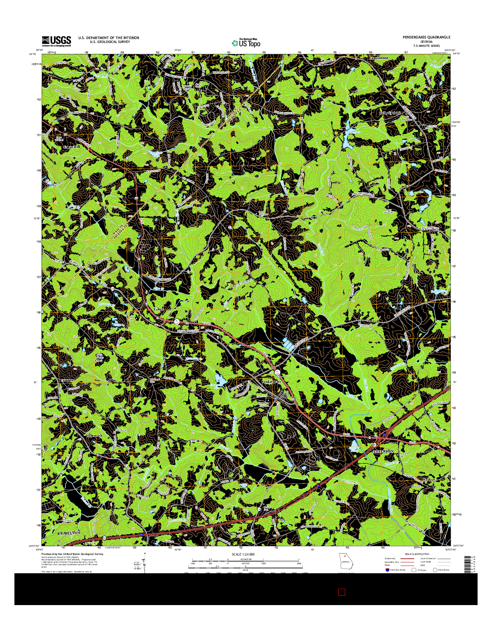 USGS US TOPO 7.5-MINUTE MAP FOR PENDERGRASS, GA 2014