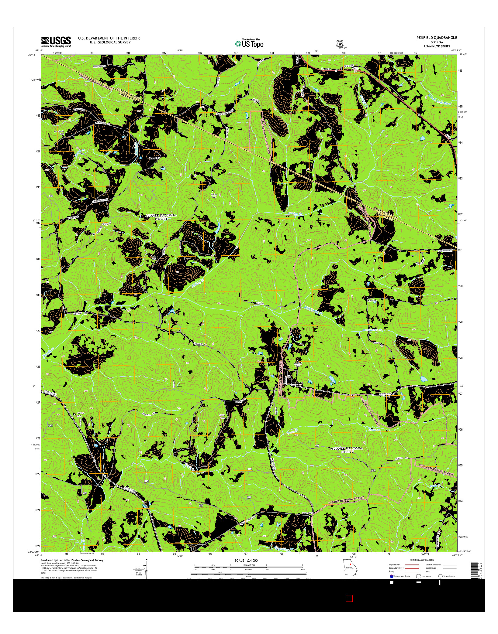 USGS US TOPO 7.5-MINUTE MAP FOR PENFIELD, GA 2014