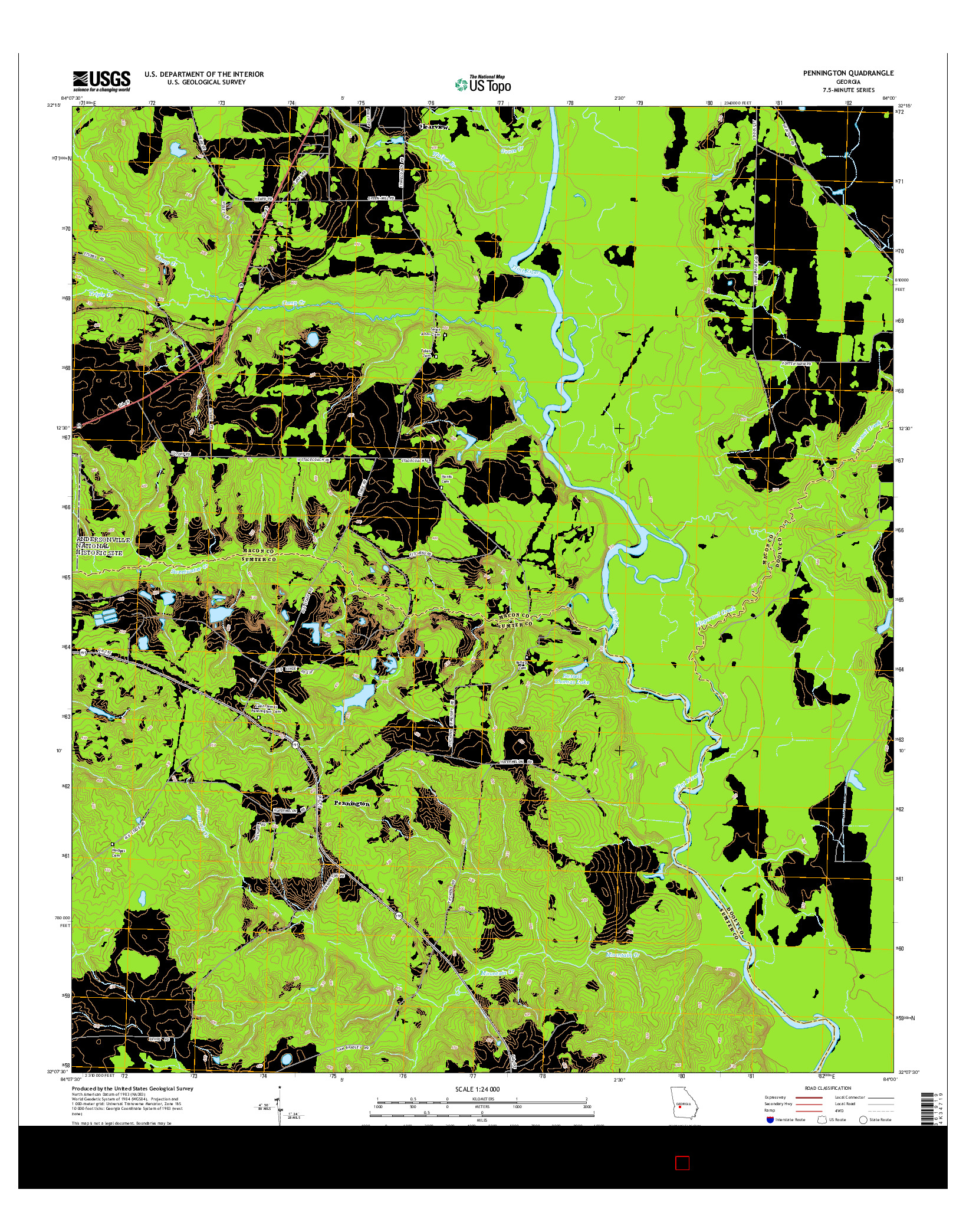 USGS US TOPO 7.5-MINUTE MAP FOR PENNINGTON, GA 2014