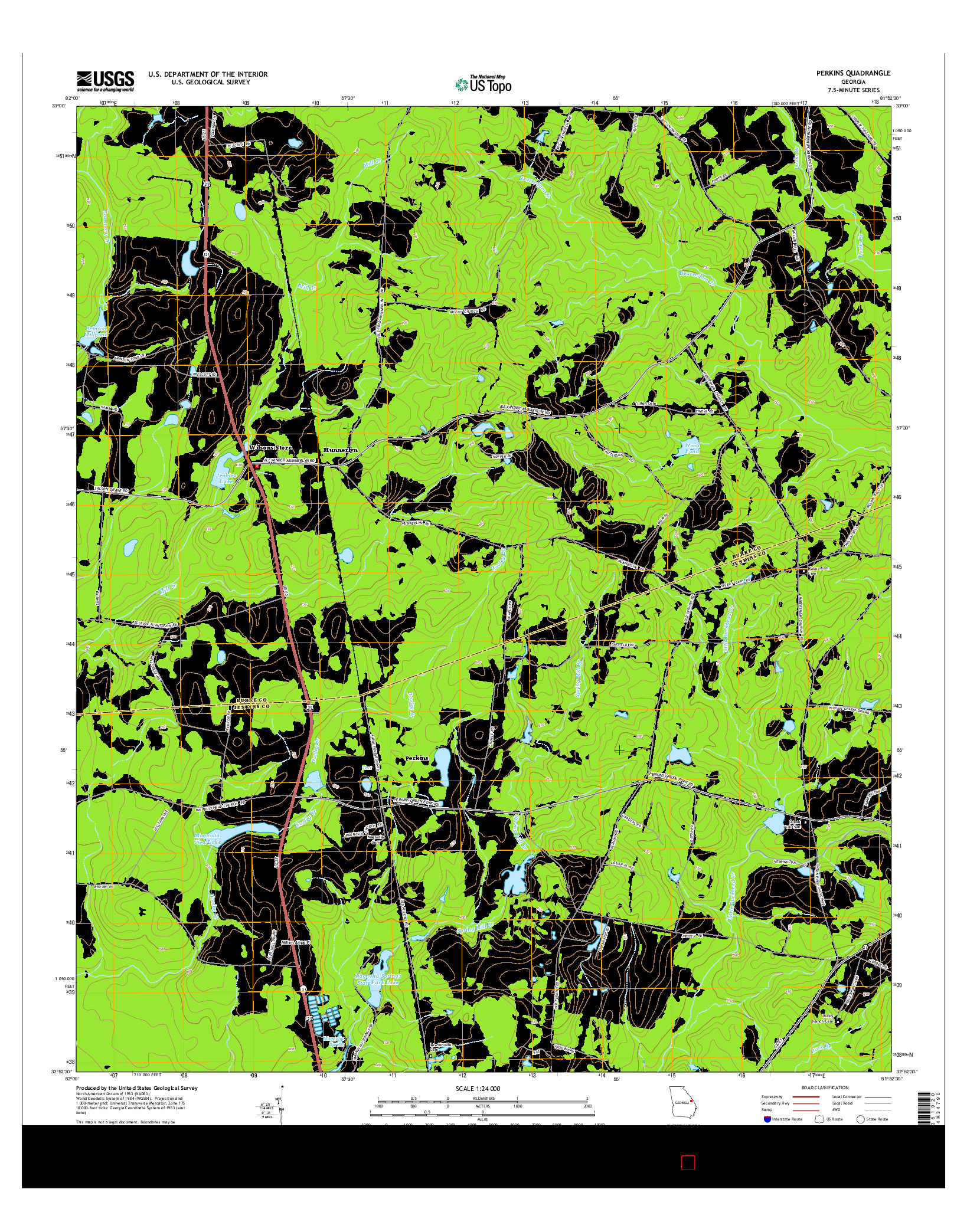 USGS US TOPO 7.5-MINUTE MAP FOR PERKINS, GA 2014