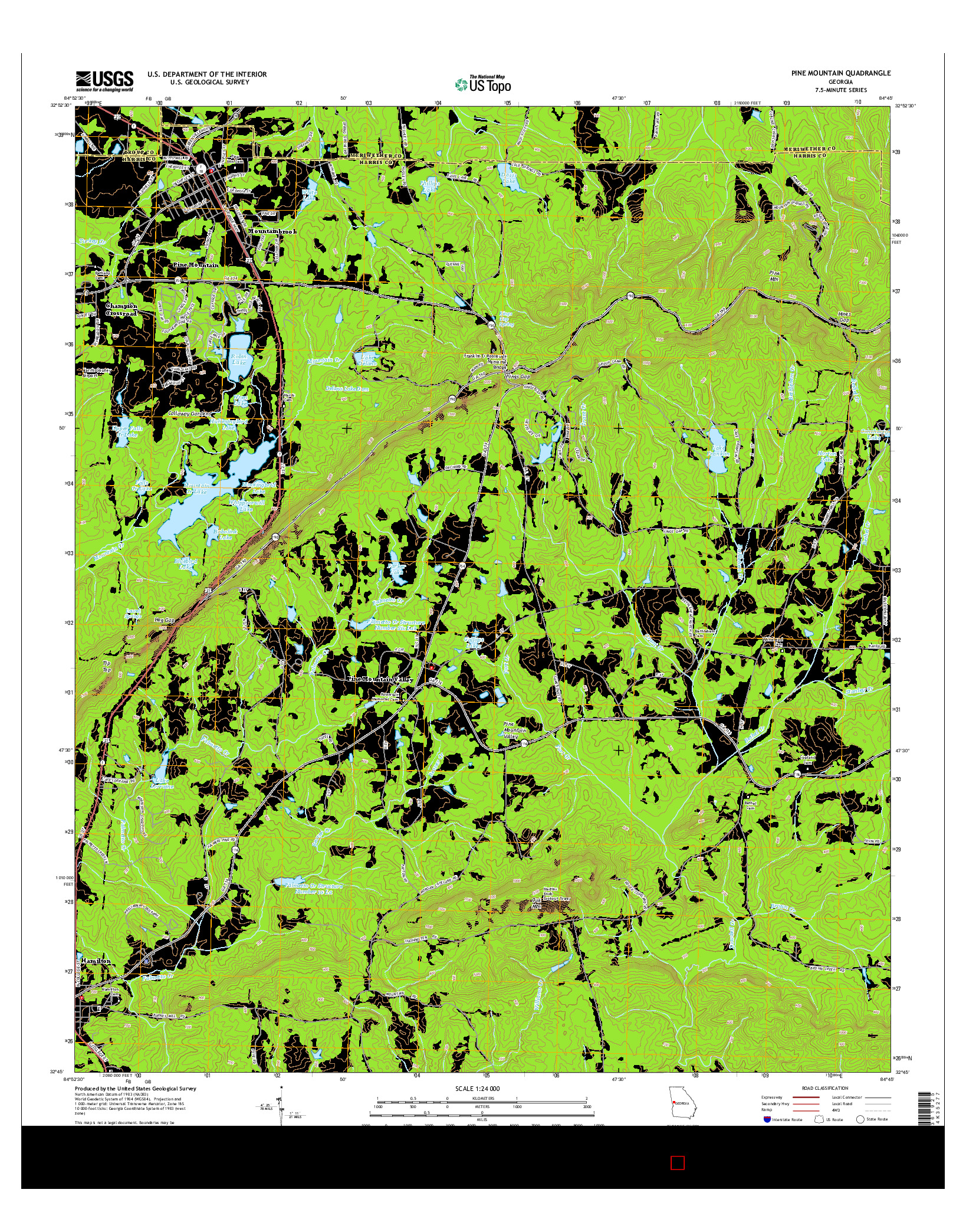 USGS US TOPO 7.5-MINUTE MAP FOR PINE MOUNTAIN, GA 2014
