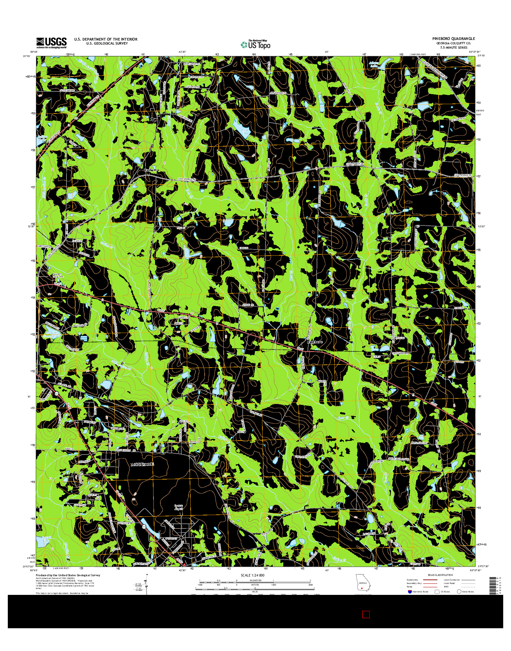 USGS US TOPO 7.5-MINUTE MAP FOR PINEBORO, GA 2014