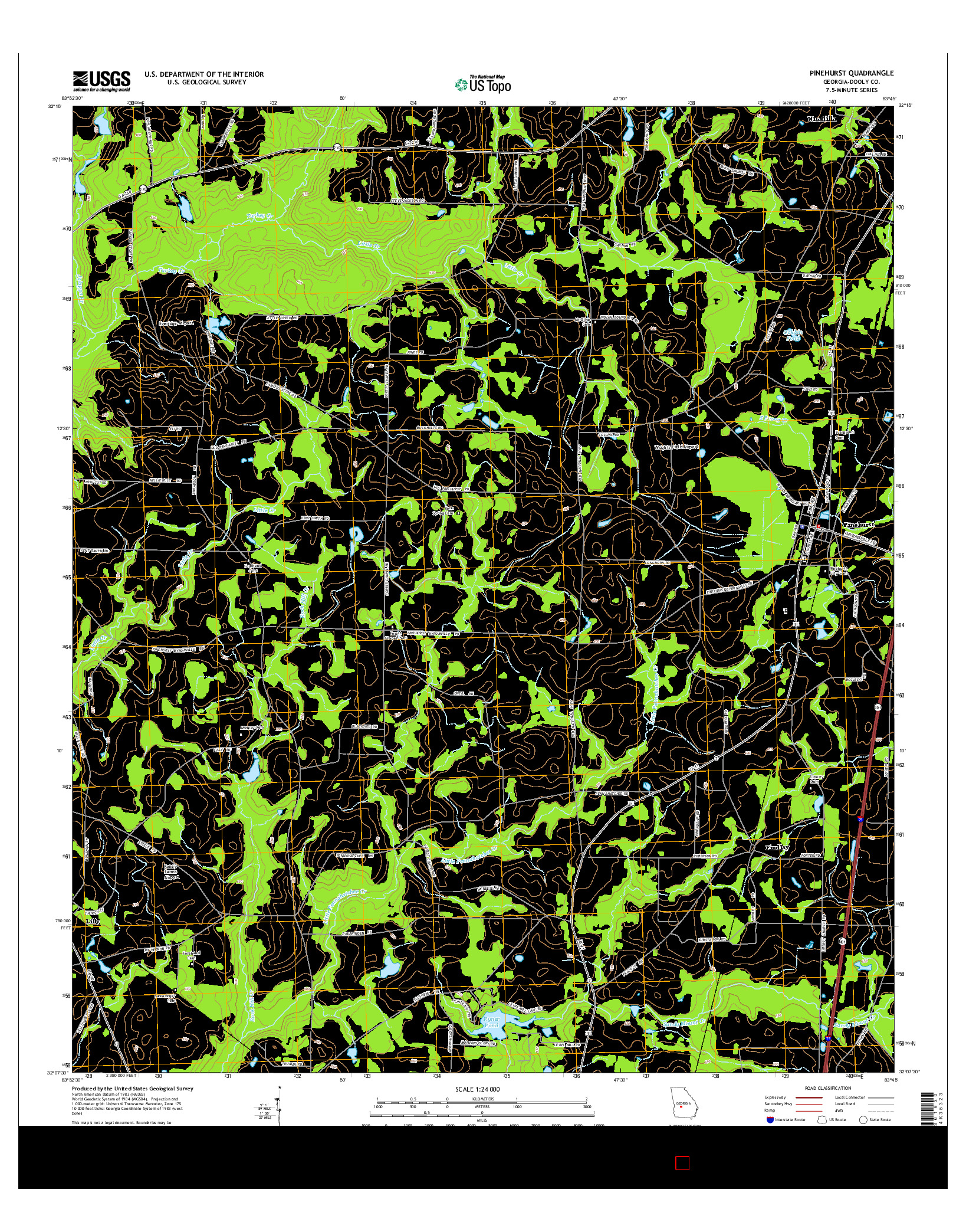 USGS US TOPO 7.5-MINUTE MAP FOR PINEHURST, GA 2014