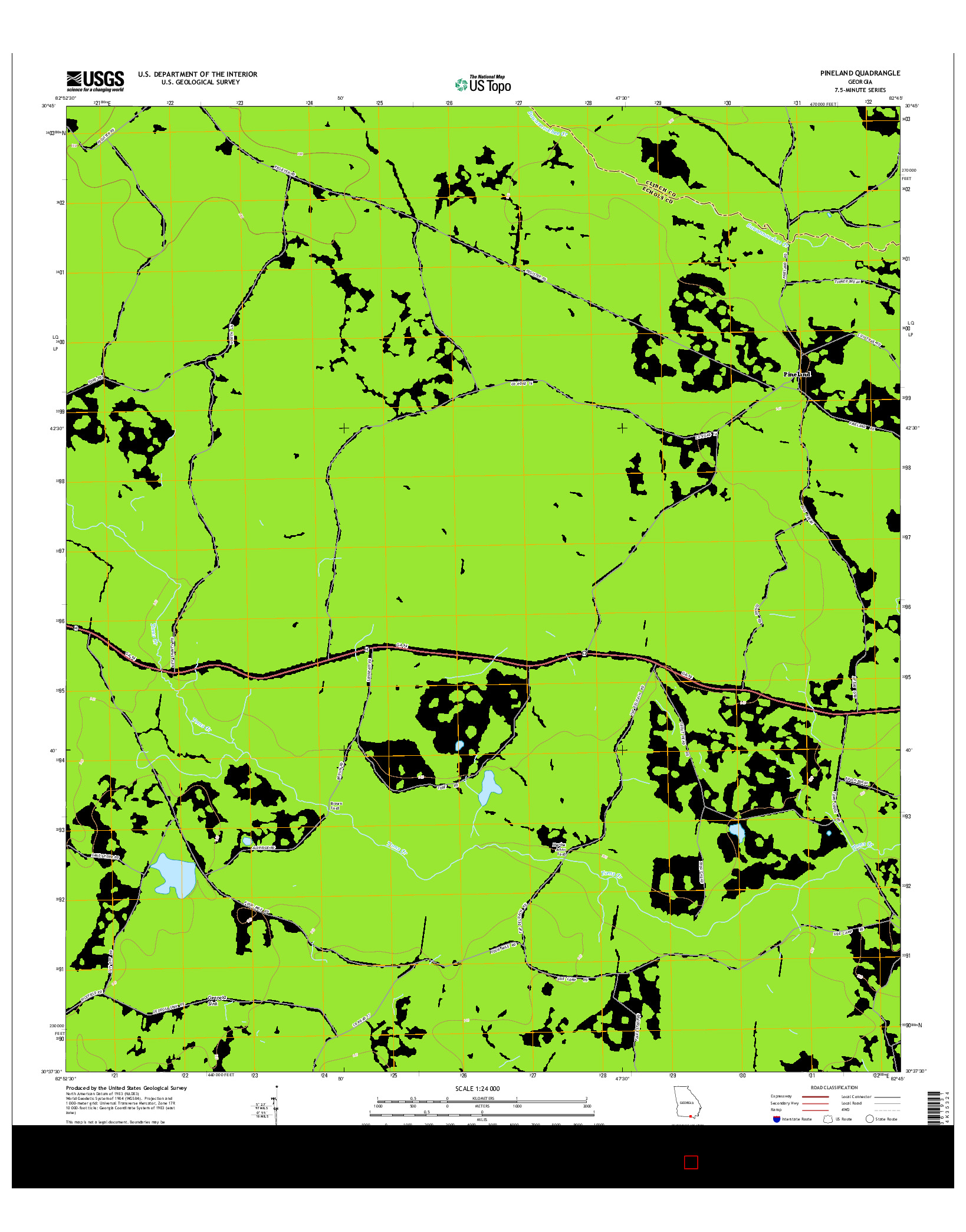 USGS US TOPO 7.5-MINUTE MAP FOR PINELAND, GA 2014