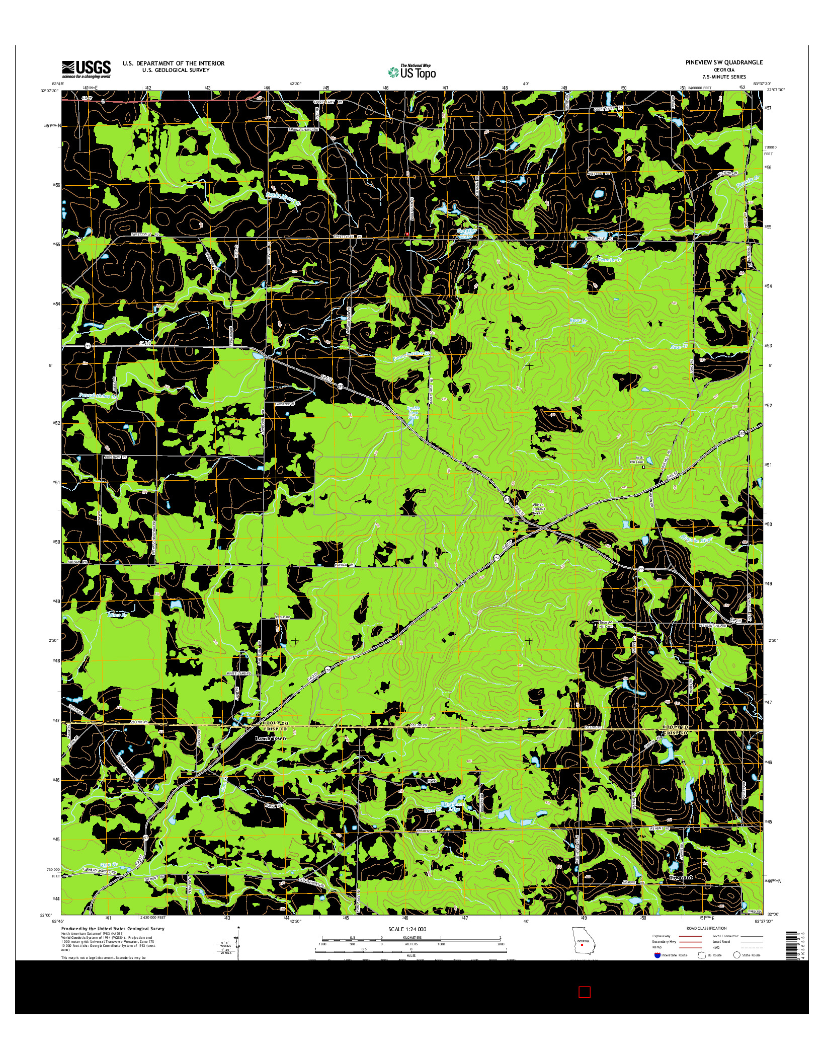 USGS US TOPO 7.5-MINUTE MAP FOR PINEVIEW SW, GA 2014