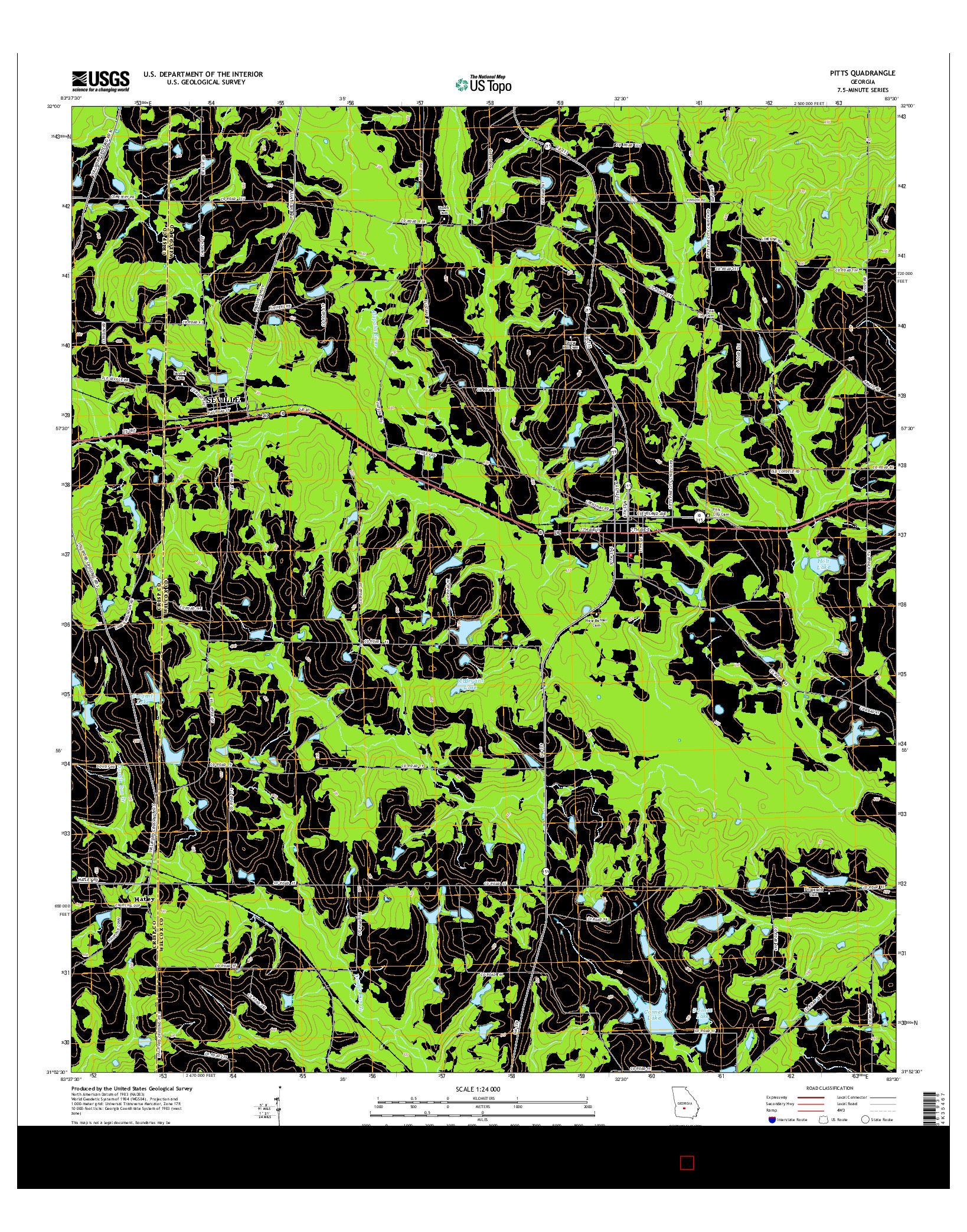 USGS US TOPO 7.5-MINUTE MAP FOR PITTS, GA 2014