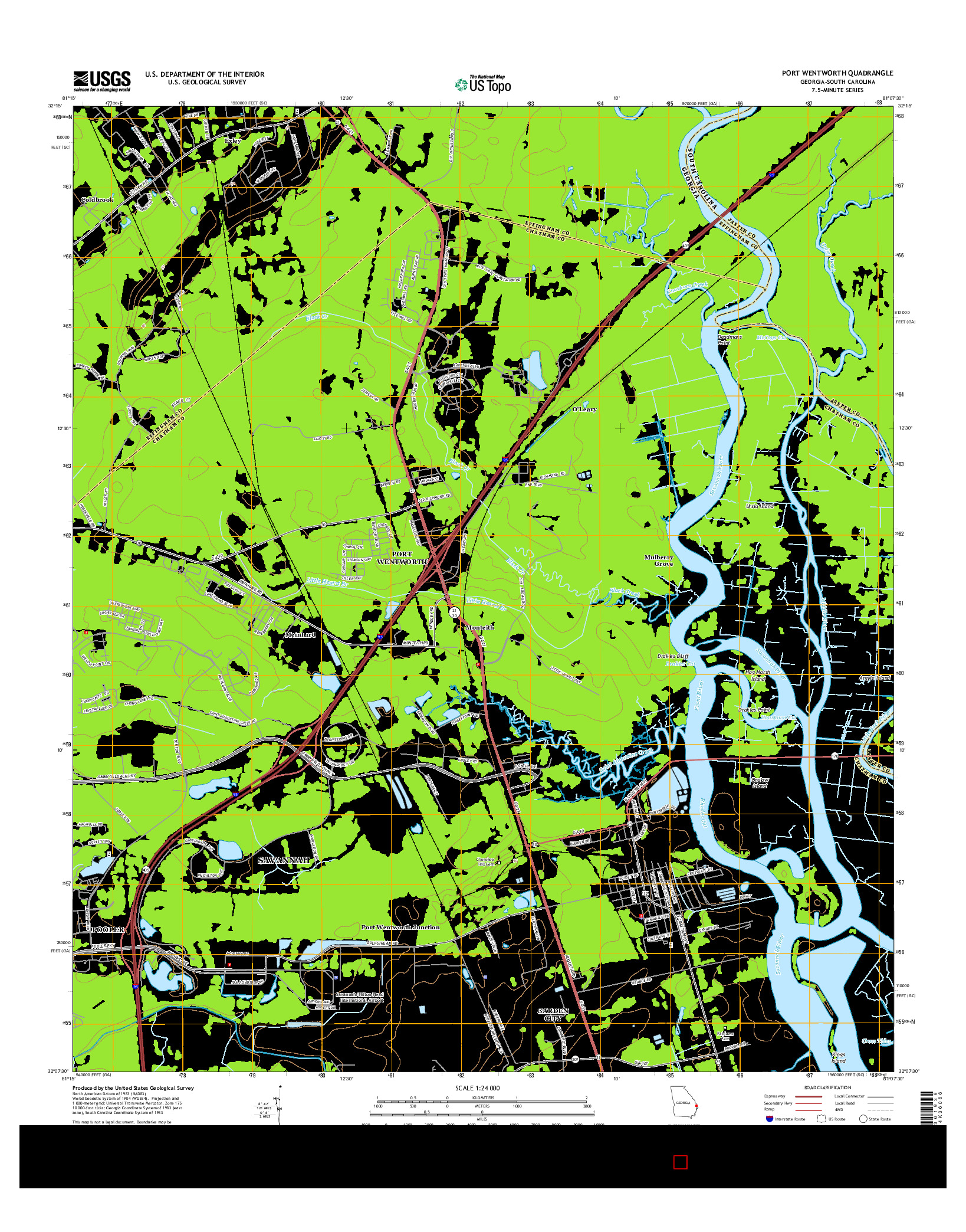 USGS US TOPO 7.5-MINUTE MAP FOR PORT WENTWORTH, GA-SC 2014
