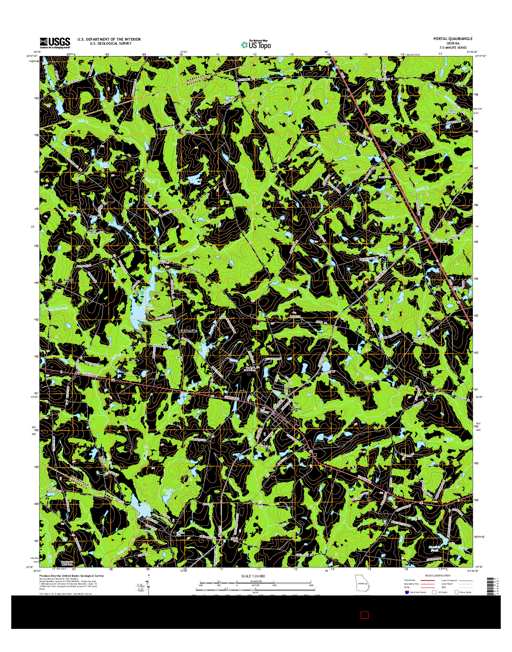 USGS US TOPO 7.5-MINUTE MAP FOR PORTAL, GA 2014