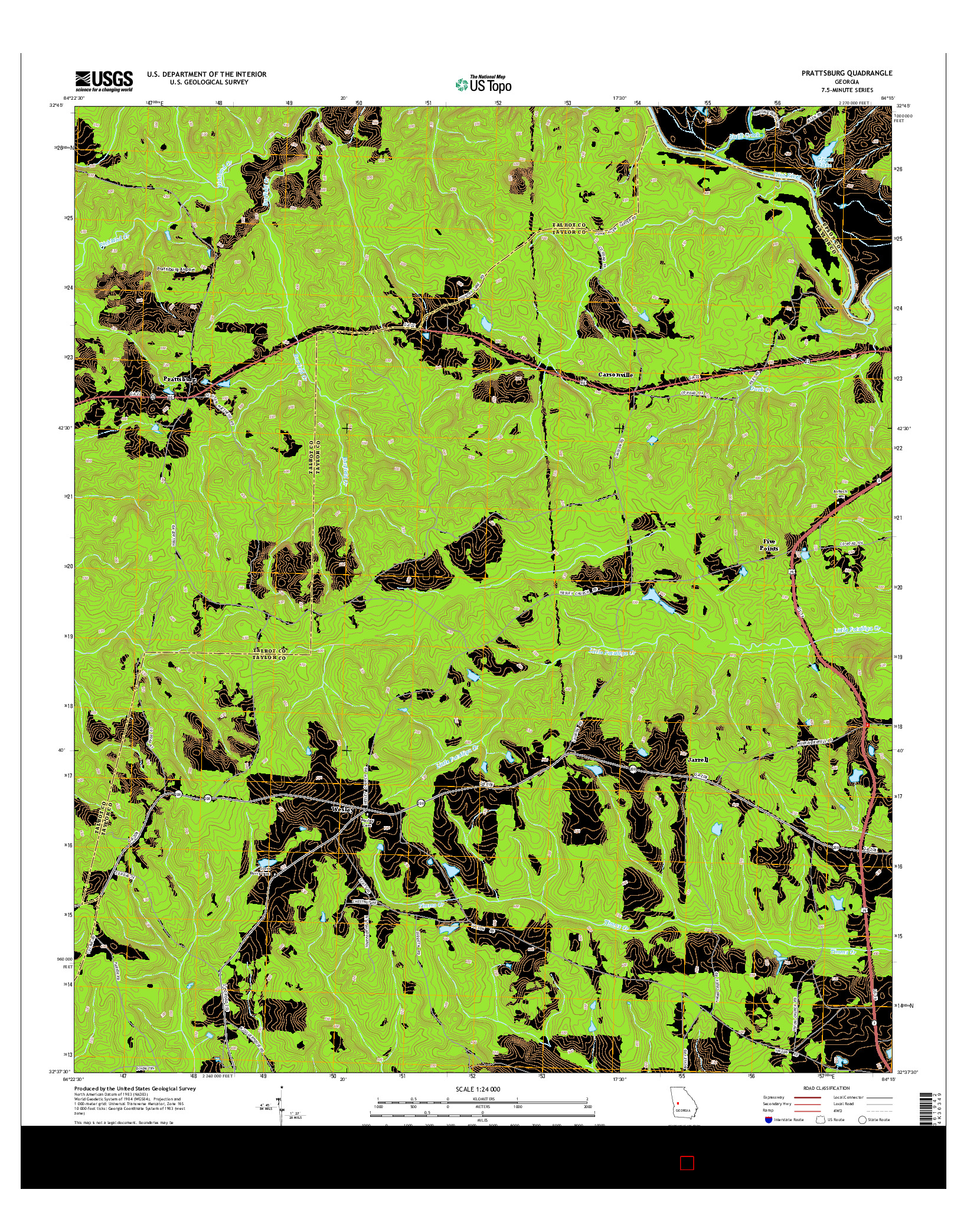 USGS US TOPO 7.5-MINUTE MAP FOR PRATTSBURG, GA 2014