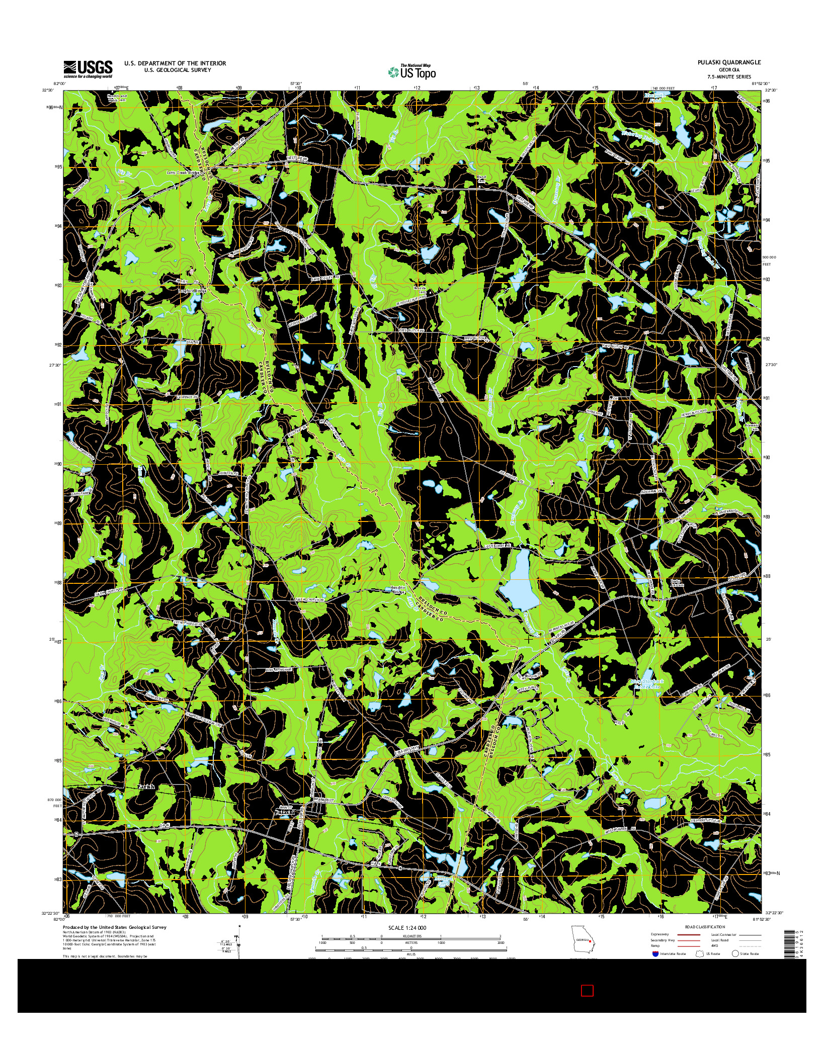 USGS US TOPO 7.5-MINUTE MAP FOR PULASKI, GA 2014