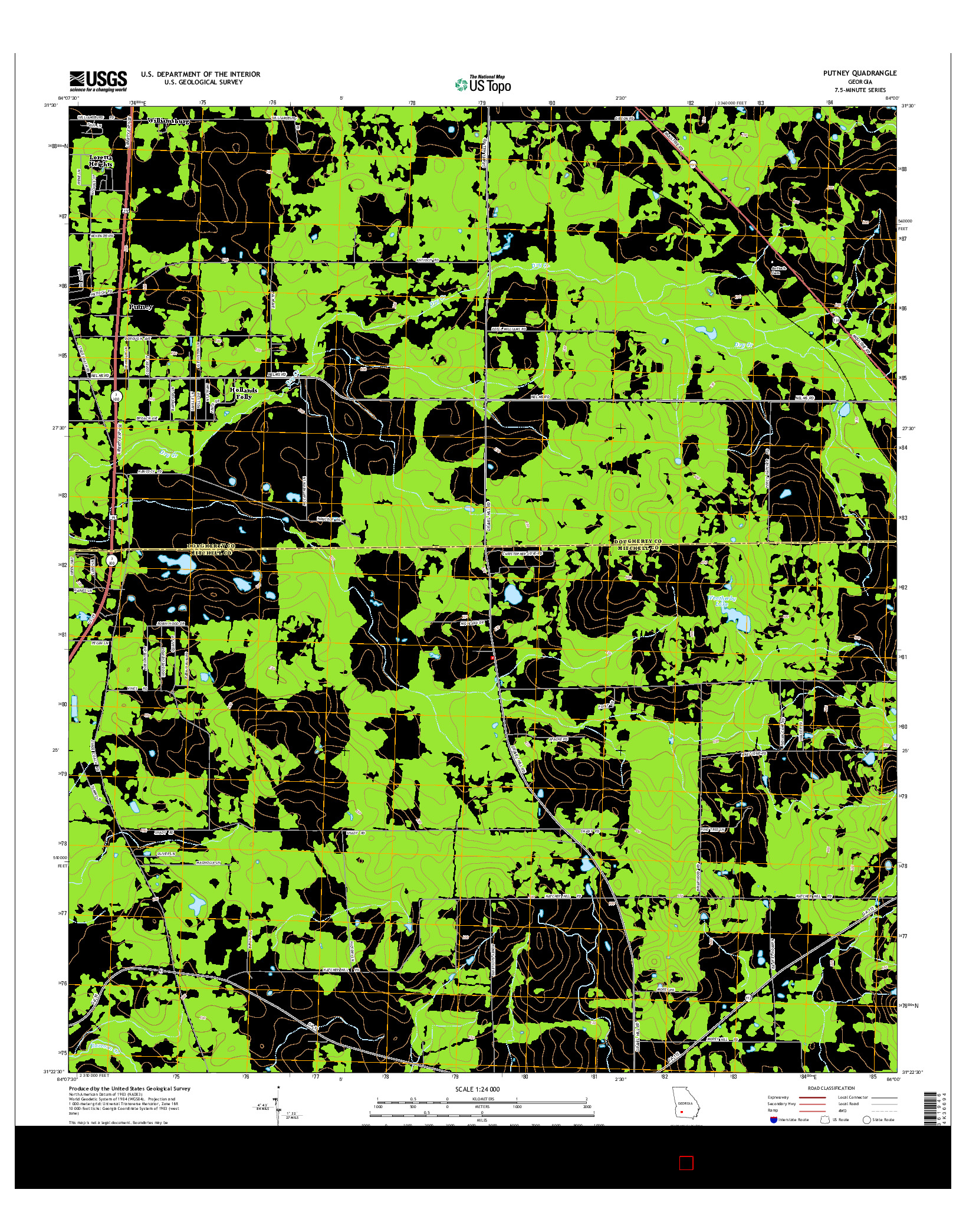 USGS US TOPO 7.5-MINUTE MAP FOR PUTNEY, GA 2014