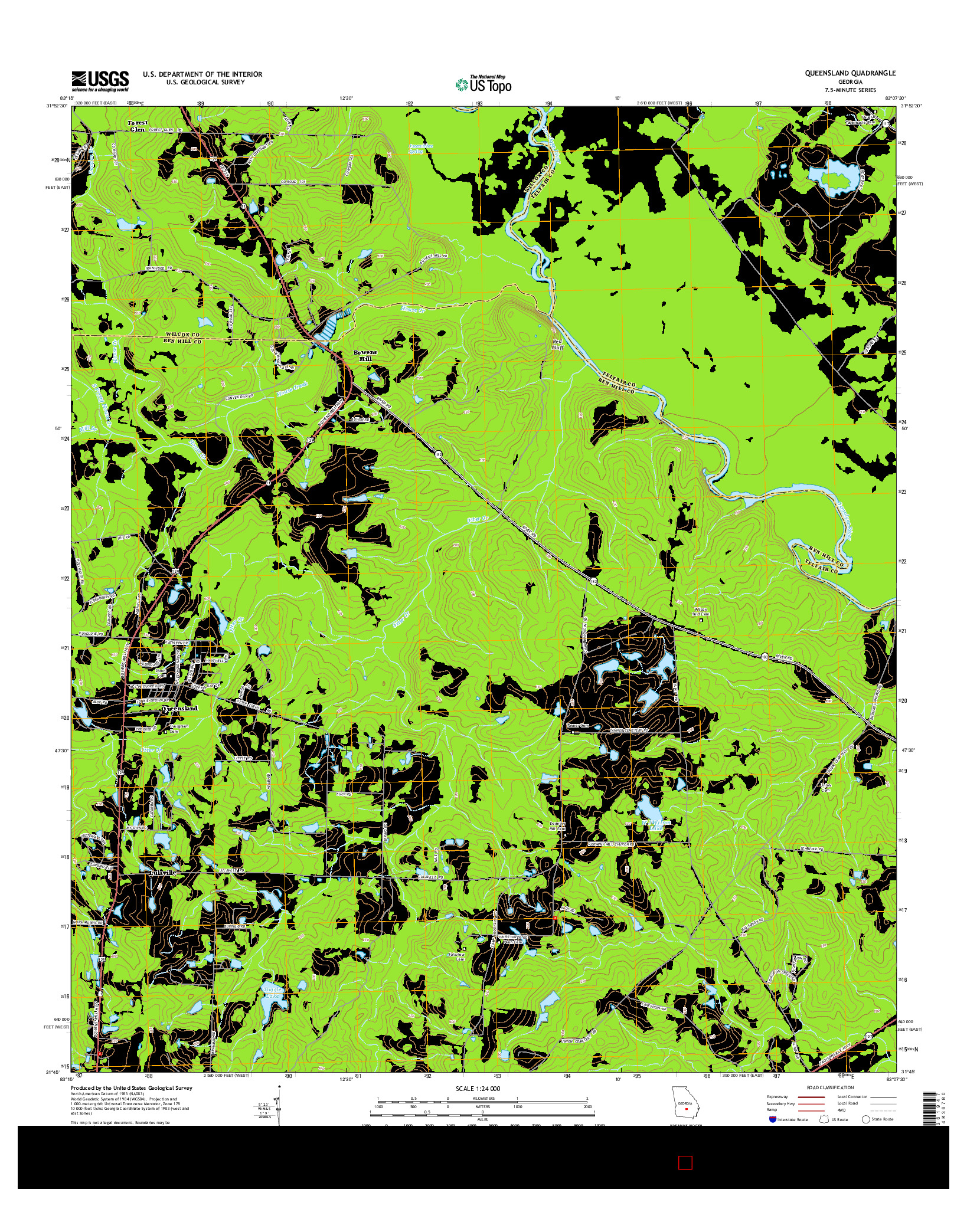 USGS US TOPO 7.5-MINUTE MAP FOR QUEENSLAND, GA 2014