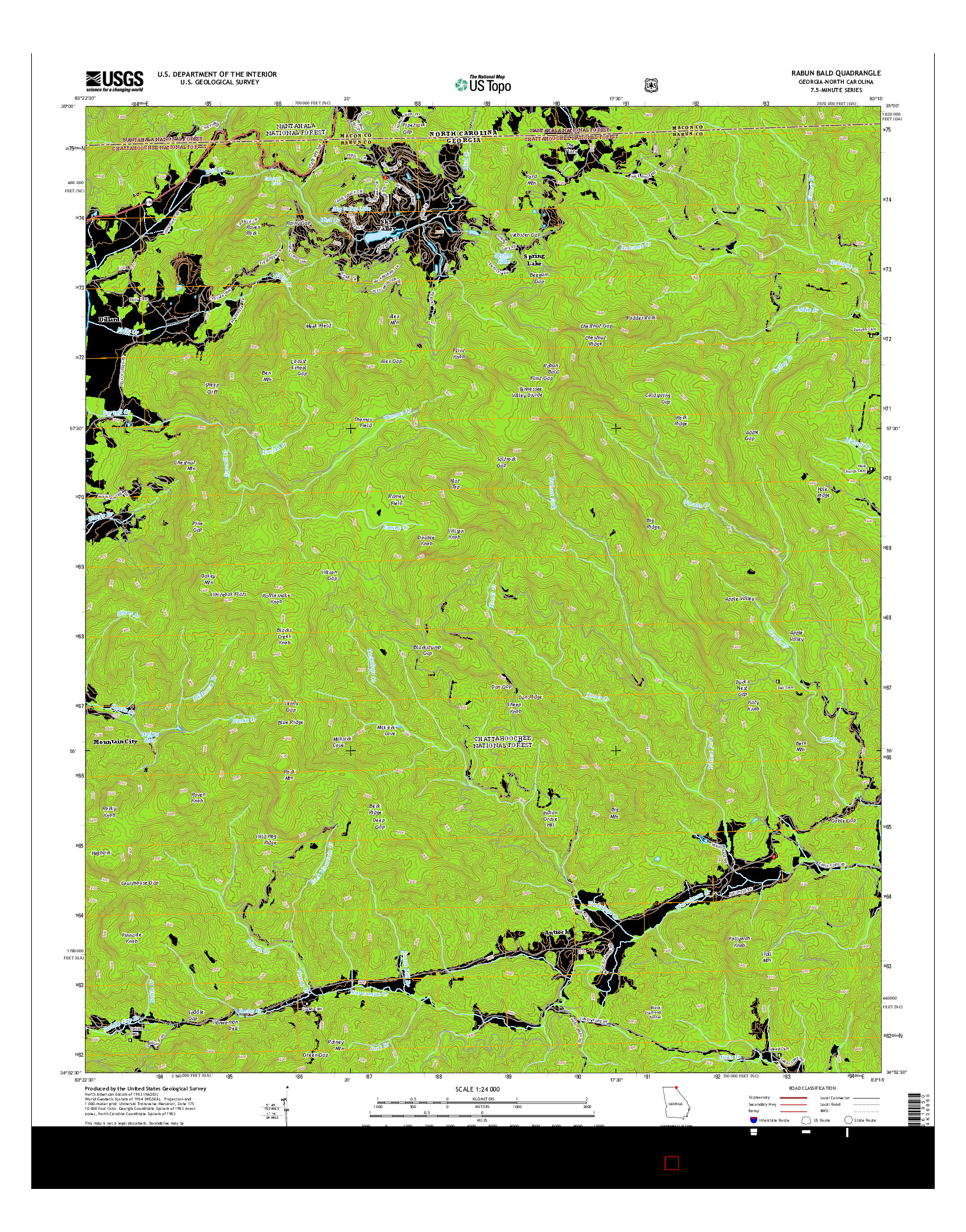 USGS US TOPO 7.5-MINUTE MAP FOR RABUN BALD, GA-NC 2014