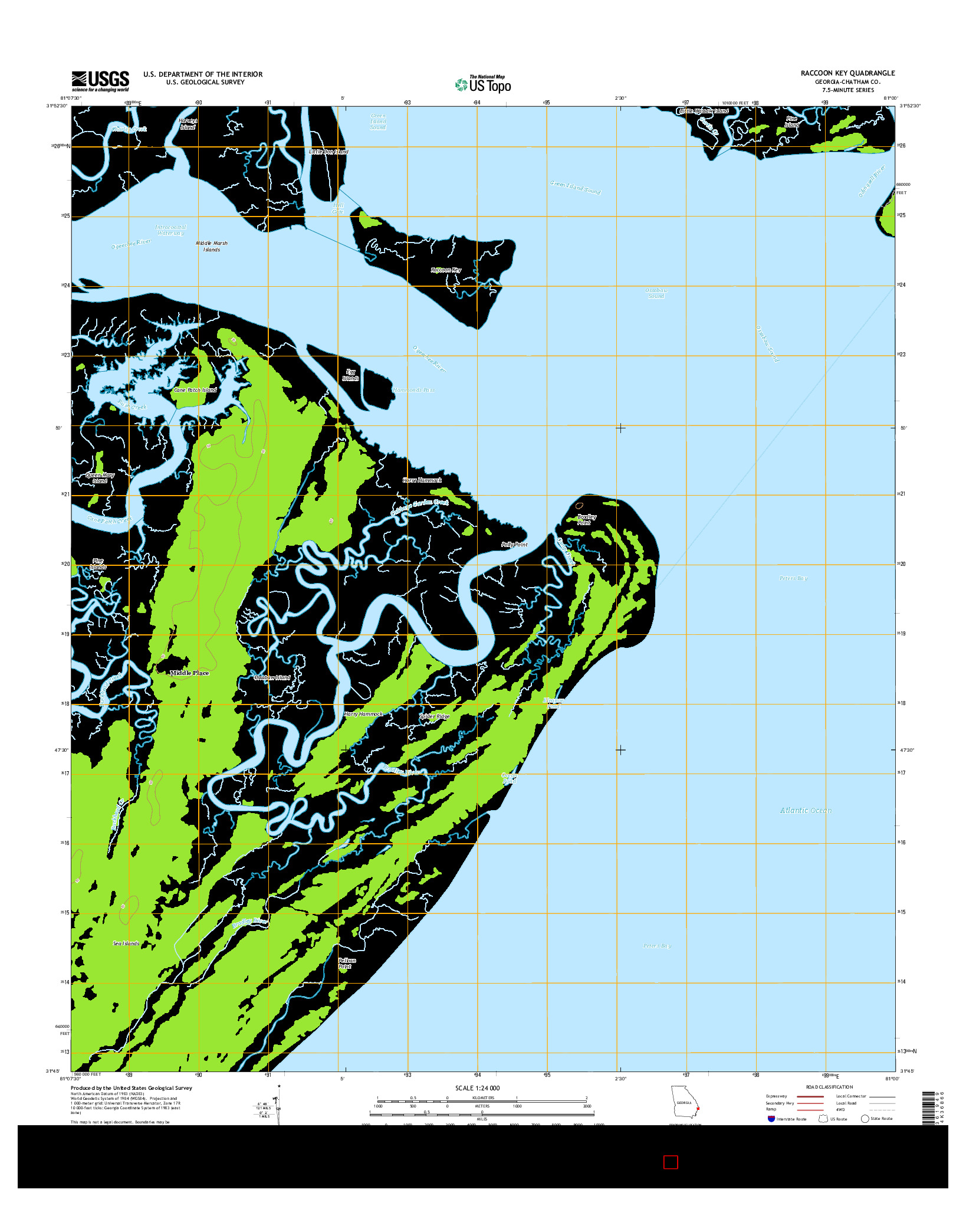 USGS US TOPO 7.5-MINUTE MAP FOR RACCOON KEY, GA 2014