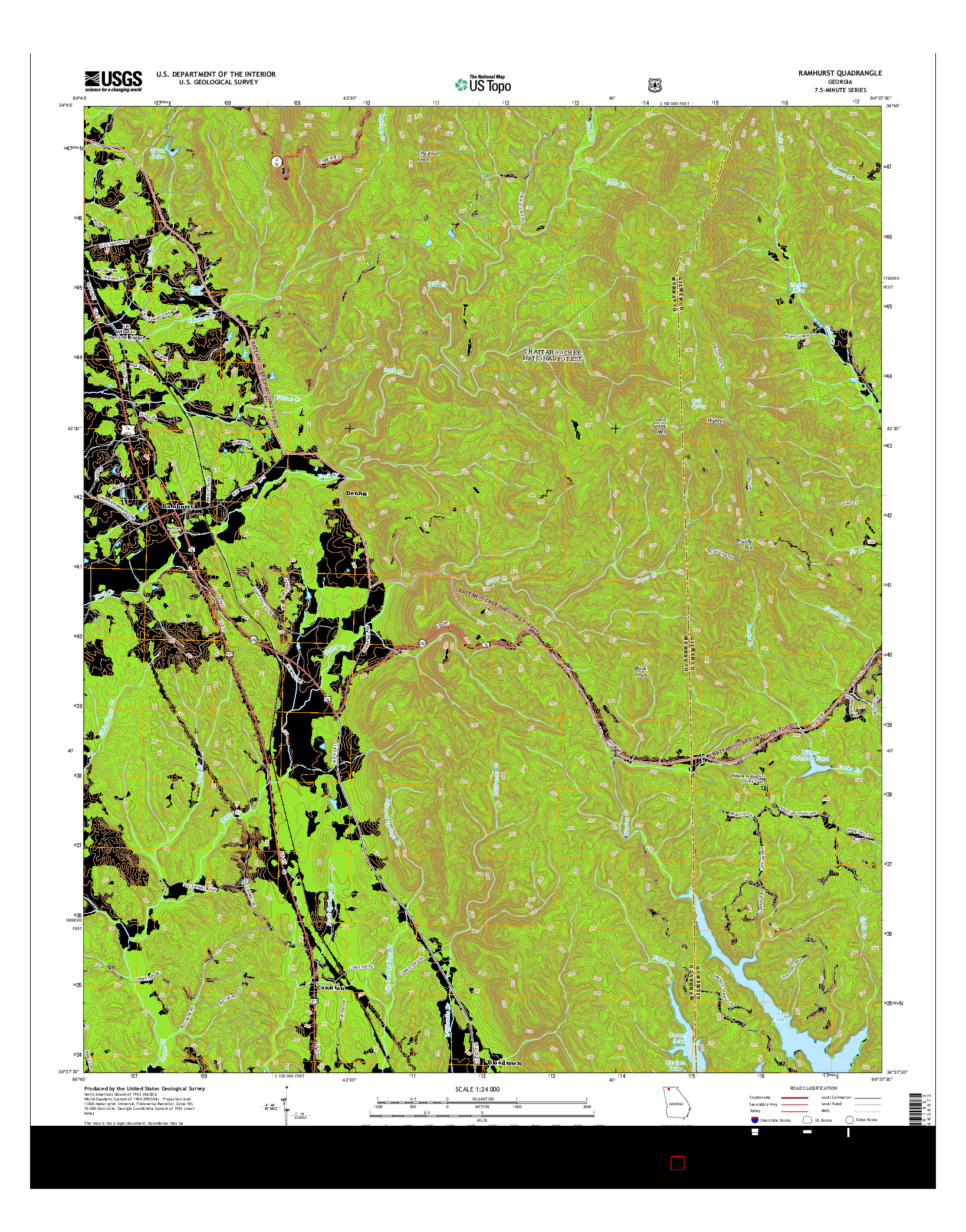 USGS US TOPO 7.5-MINUTE MAP FOR RAMHURST, GA 2014