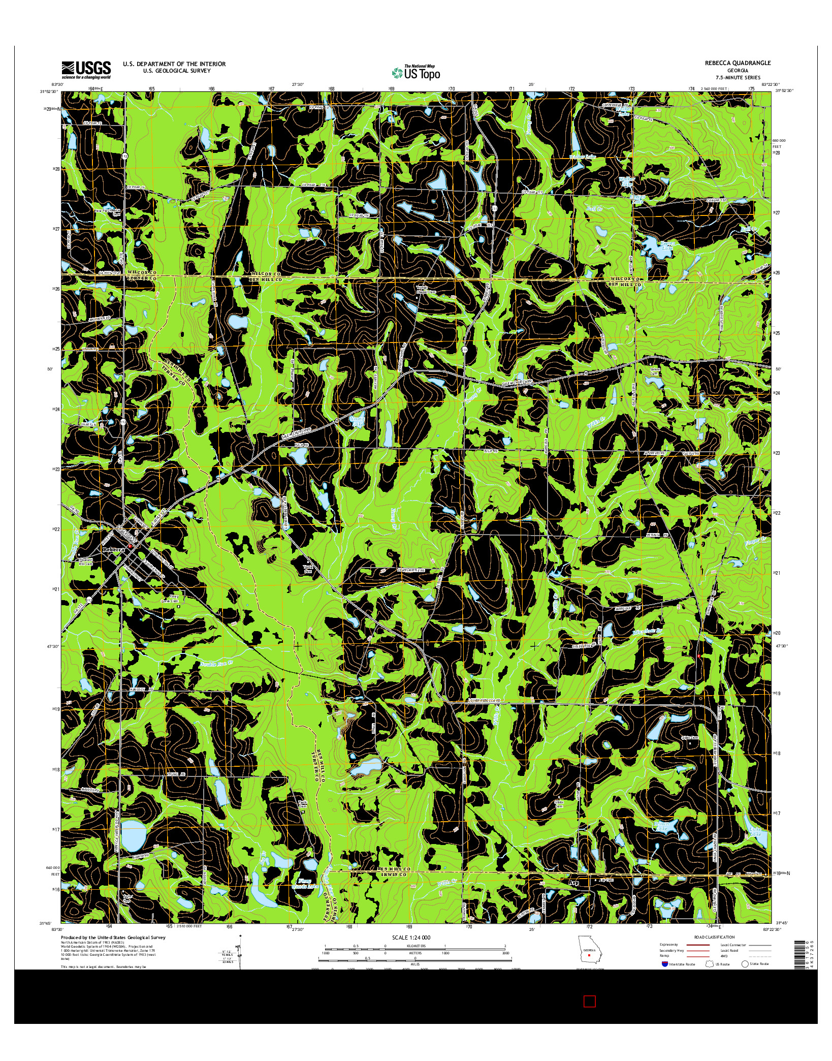 USGS US TOPO 7.5-MINUTE MAP FOR REBECCA, GA 2014