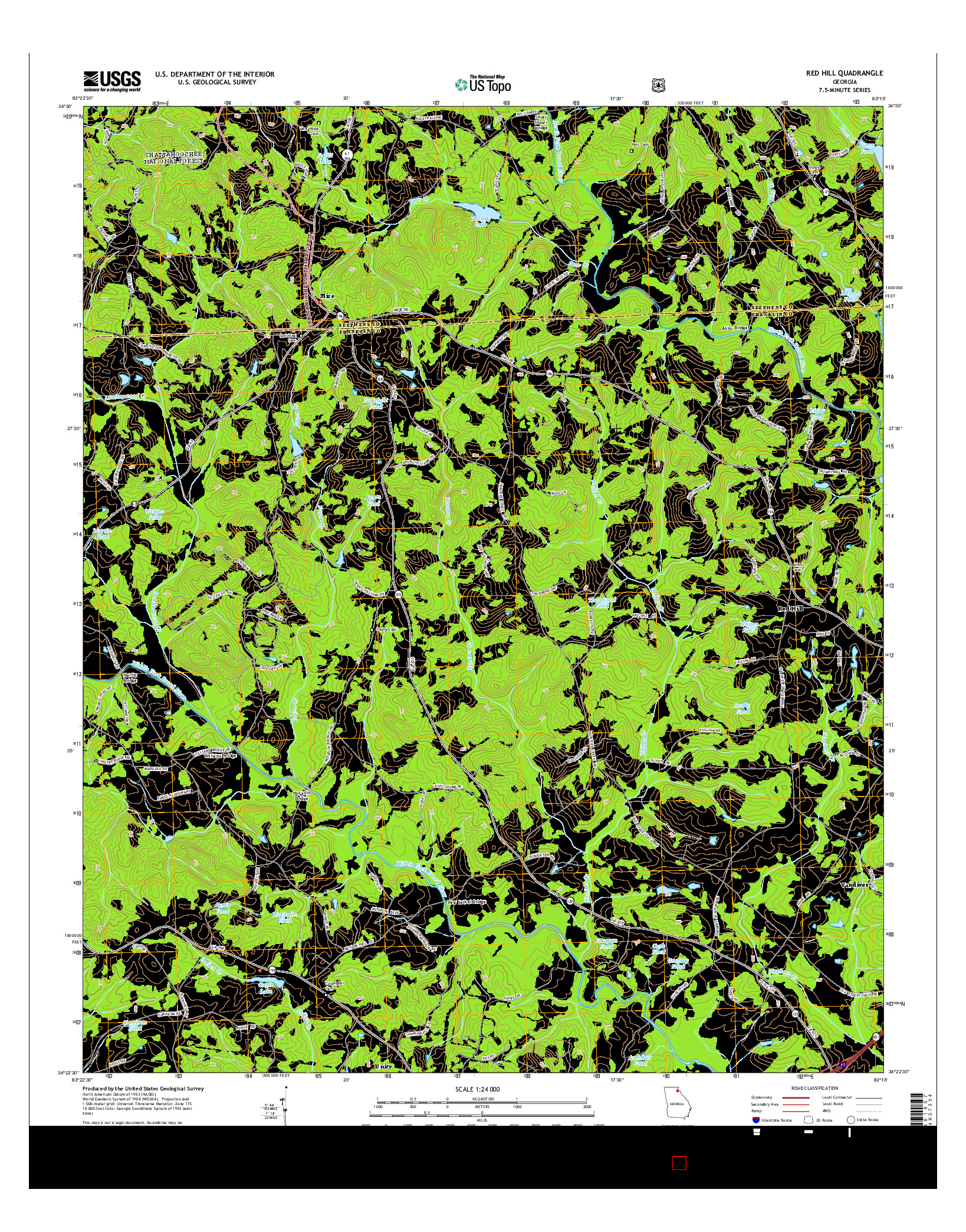 USGS US TOPO 7.5-MINUTE MAP FOR RED HILL, GA 2014