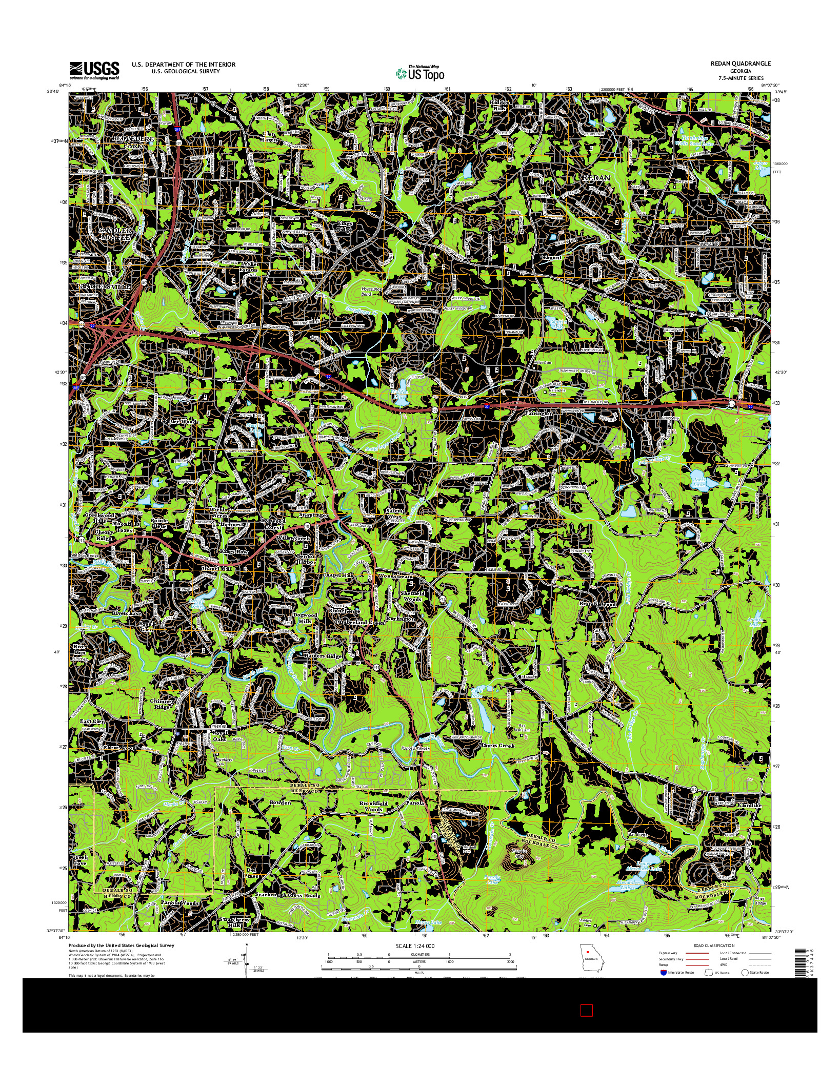 USGS US TOPO 7.5-MINUTE MAP FOR REDAN, GA 2014