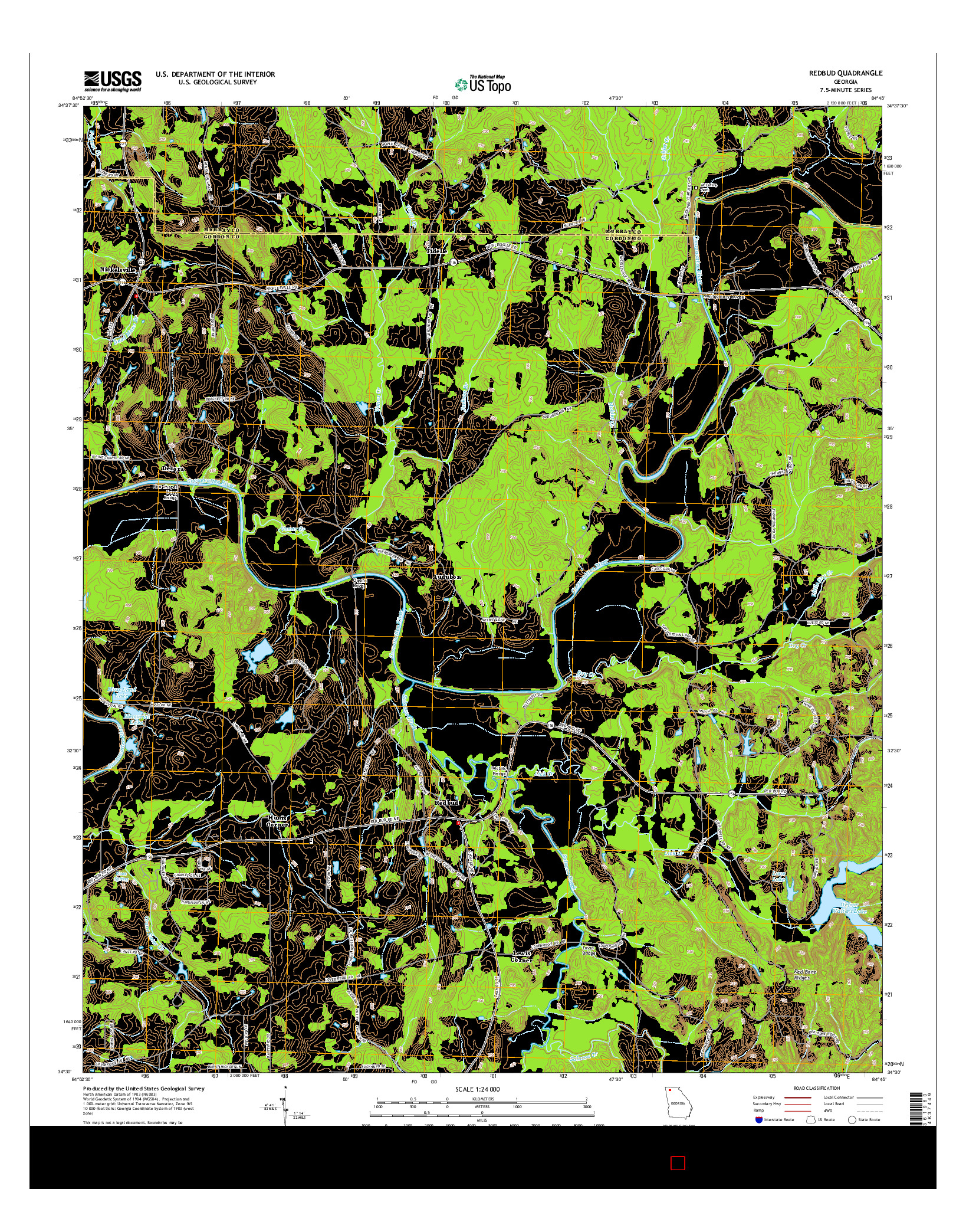 USGS US TOPO 7.5-MINUTE MAP FOR REDBUD, GA 2014