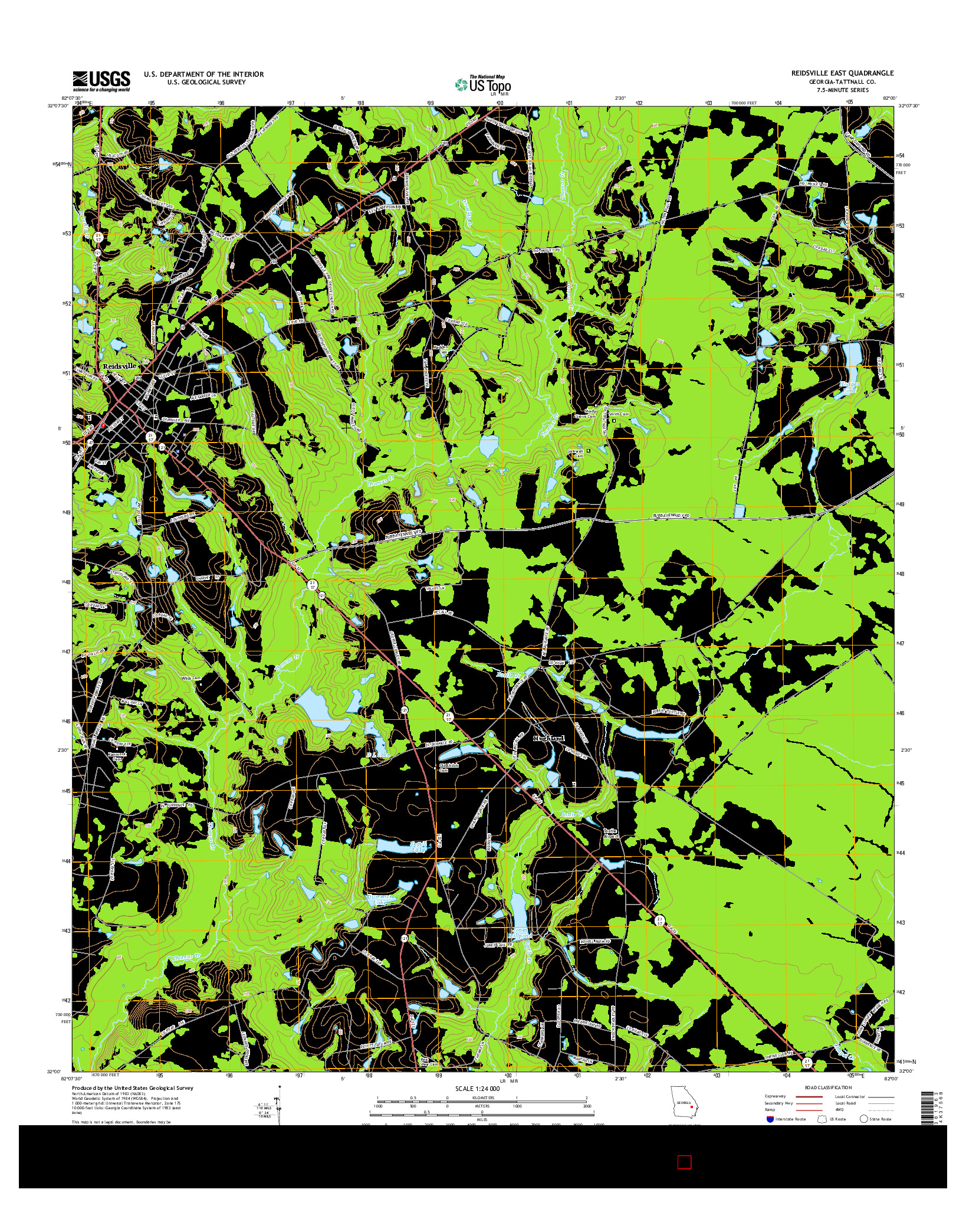 USGS US TOPO 7.5-MINUTE MAP FOR REIDSVILLE EAST, GA 2014