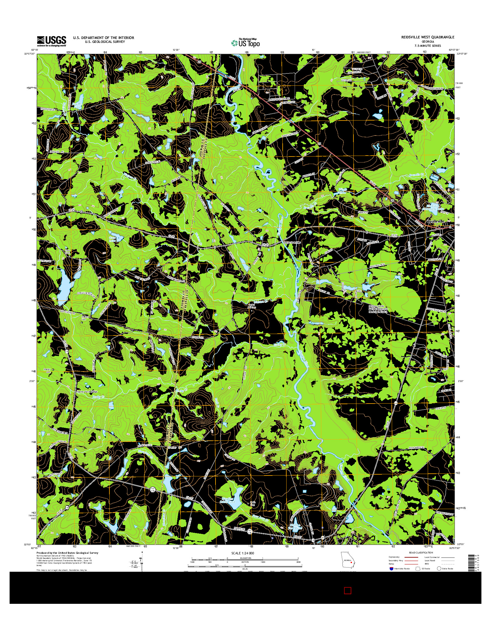 USGS US TOPO 7.5-MINUTE MAP FOR REIDSVILLE WEST, GA 2014