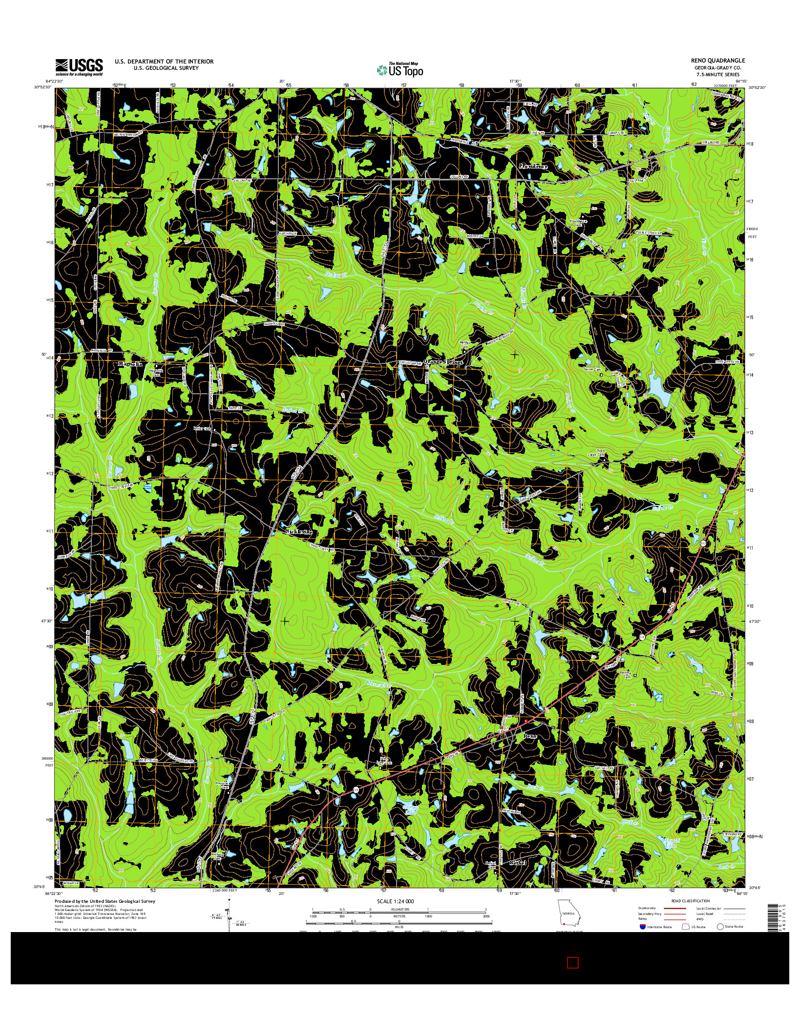 USGS US TOPO 7.5-MINUTE MAP FOR RENO, GA 2014