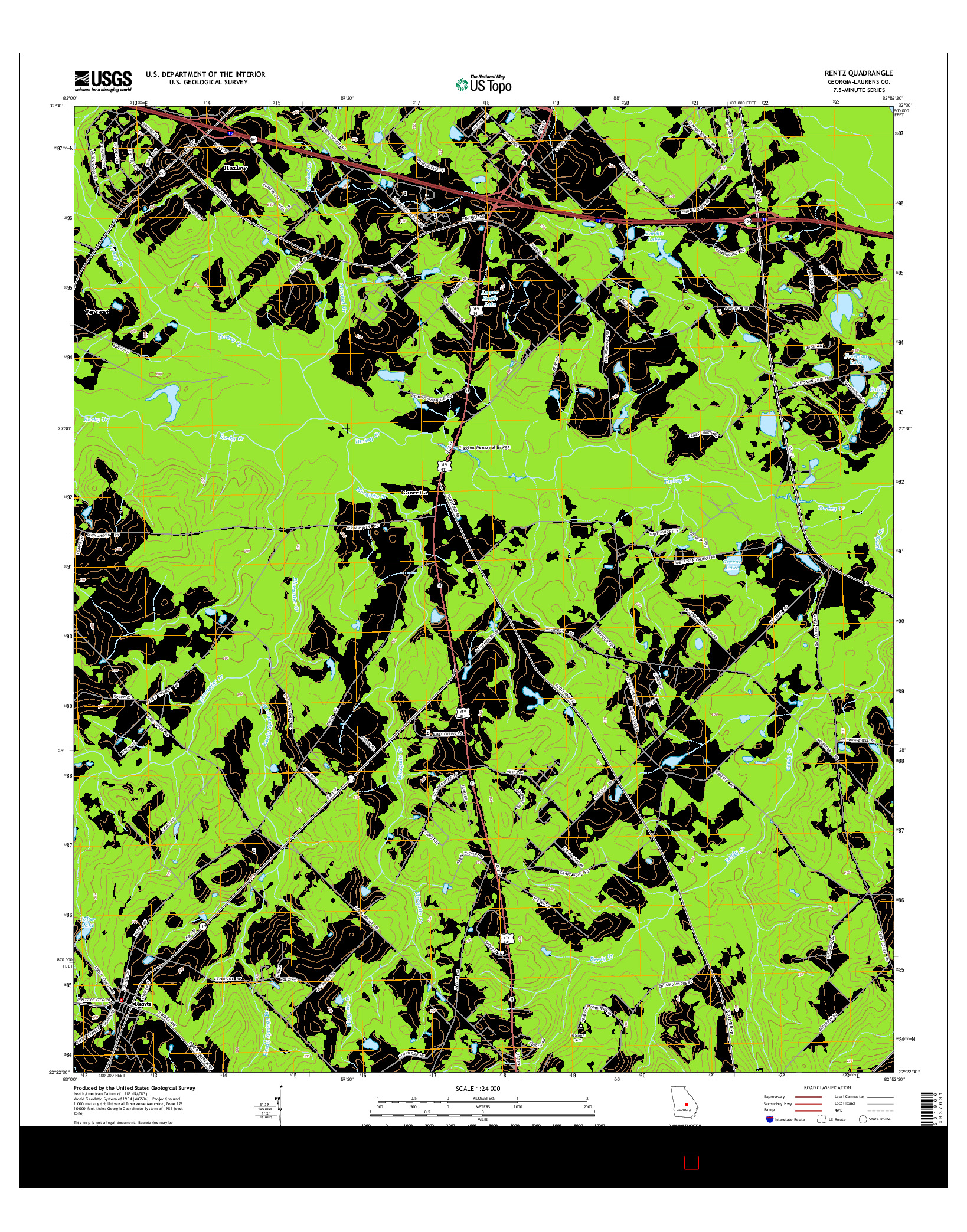 USGS US TOPO 7.5-MINUTE MAP FOR RENTZ, GA 2014