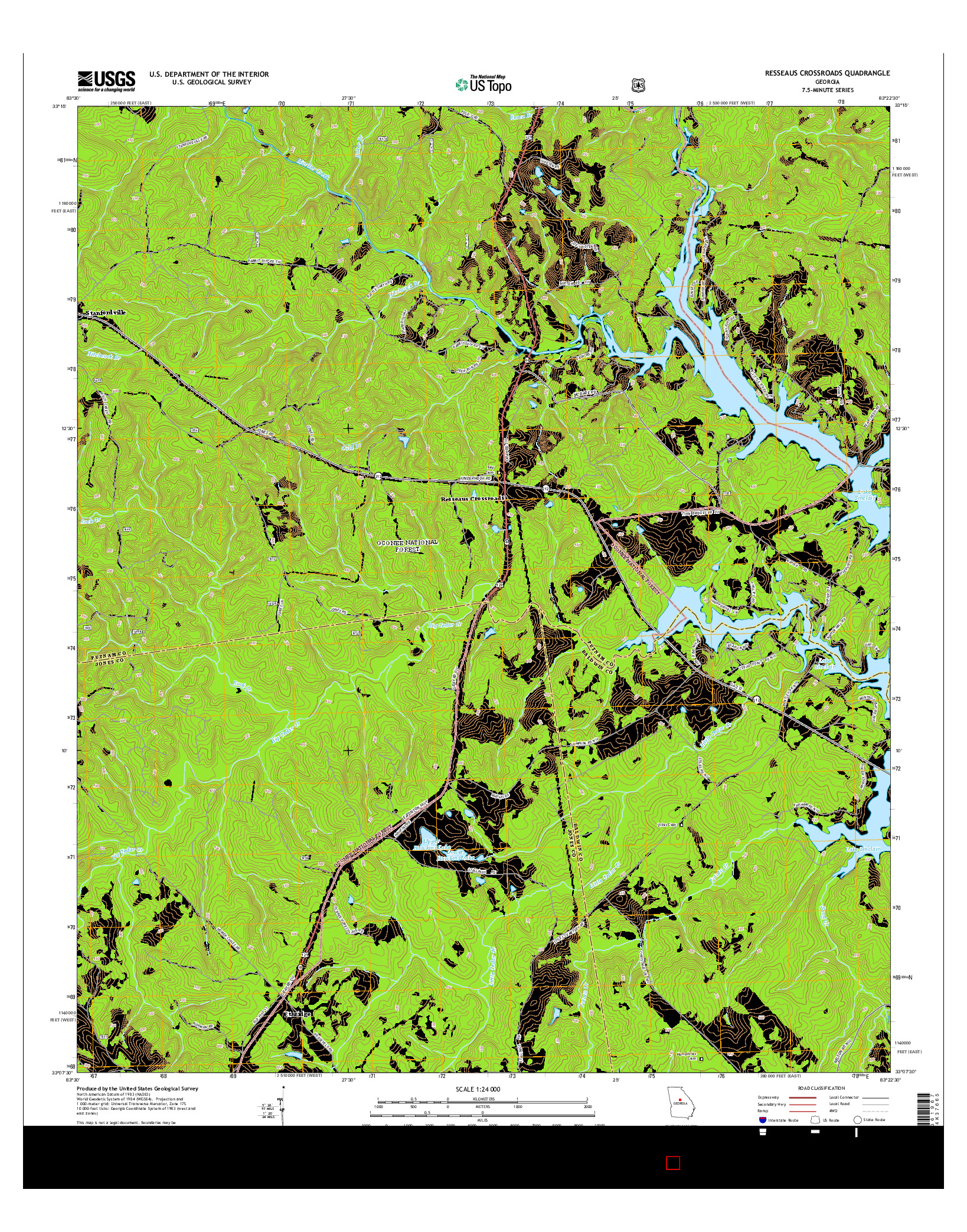 USGS US TOPO 7.5-MINUTE MAP FOR RESSEAUS CROSSROADS, GA 2014
