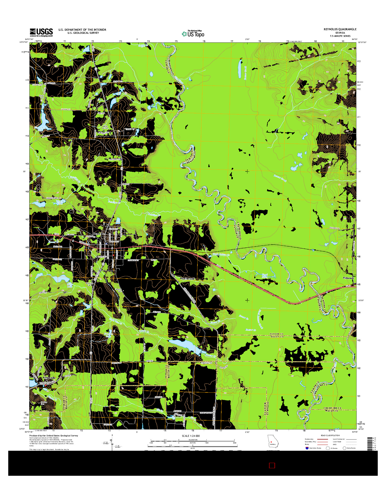 USGS US TOPO 7.5-MINUTE MAP FOR REYNOLDS, GA 2014