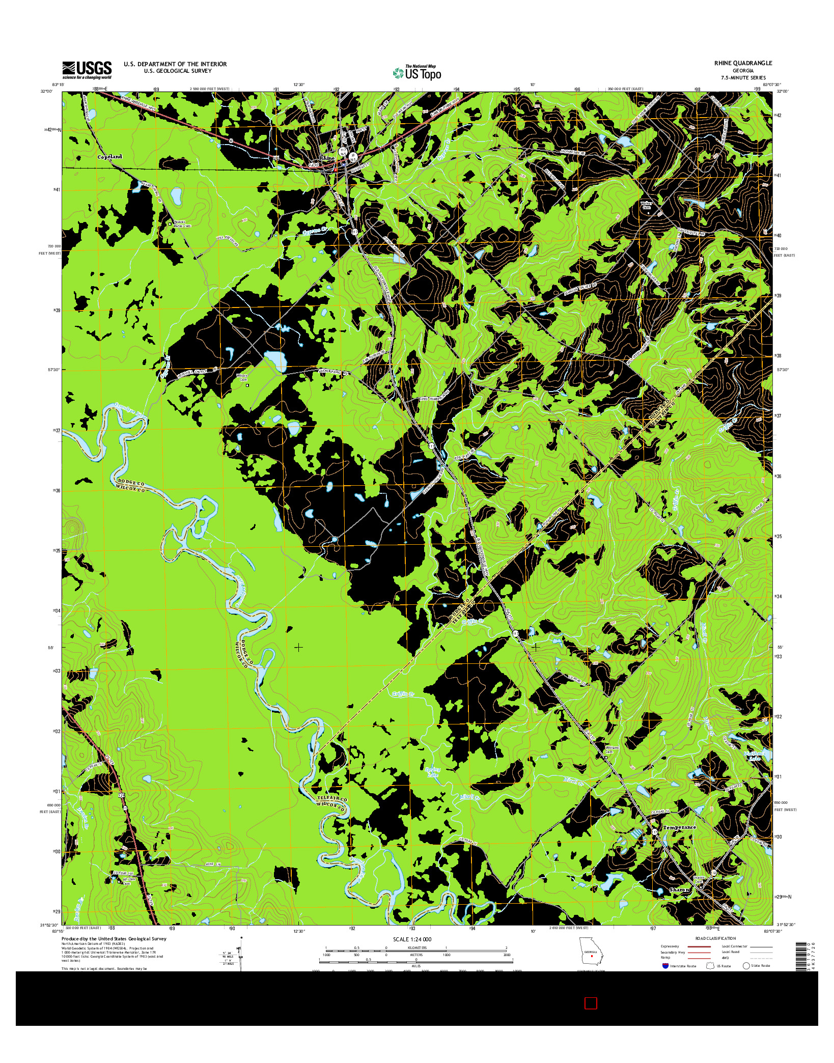 USGS US TOPO 7.5-MINUTE MAP FOR RHINE, GA 2014