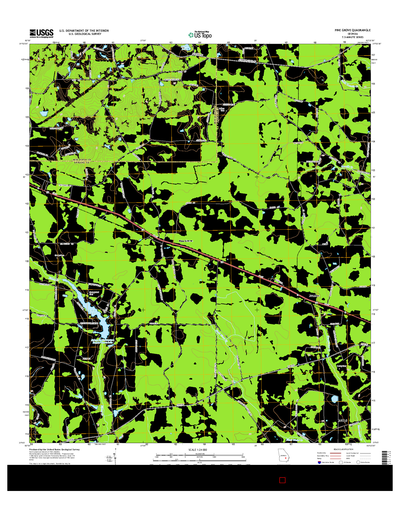USGS US TOPO 7.5-MINUTE MAP FOR PINE GROVE, GA 2014
