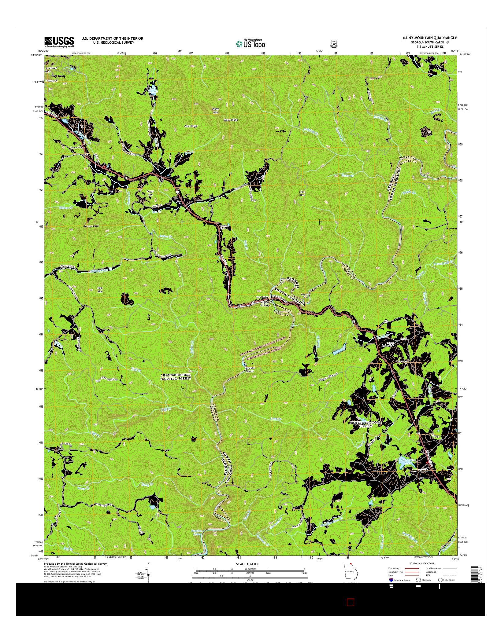 USGS US TOPO 7.5-MINUTE MAP FOR RAINY MOUNTAIN, GA-SC 2014