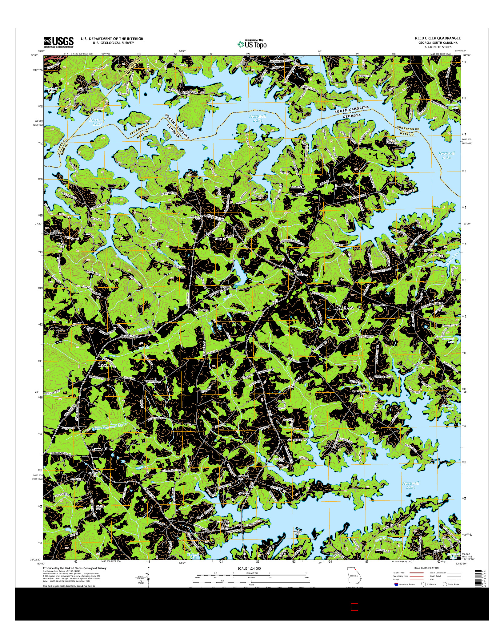 USGS US TOPO 7.5-MINUTE MAP FOR REED CREEK, GA-SC 2014