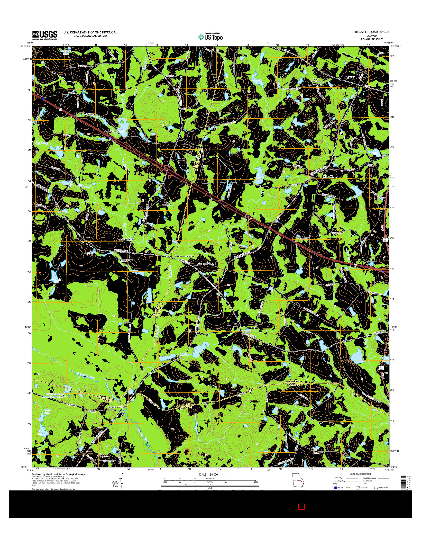 USGS US TOPO 7.5-MINUTE MAP FOR REGISTER, GA 2014