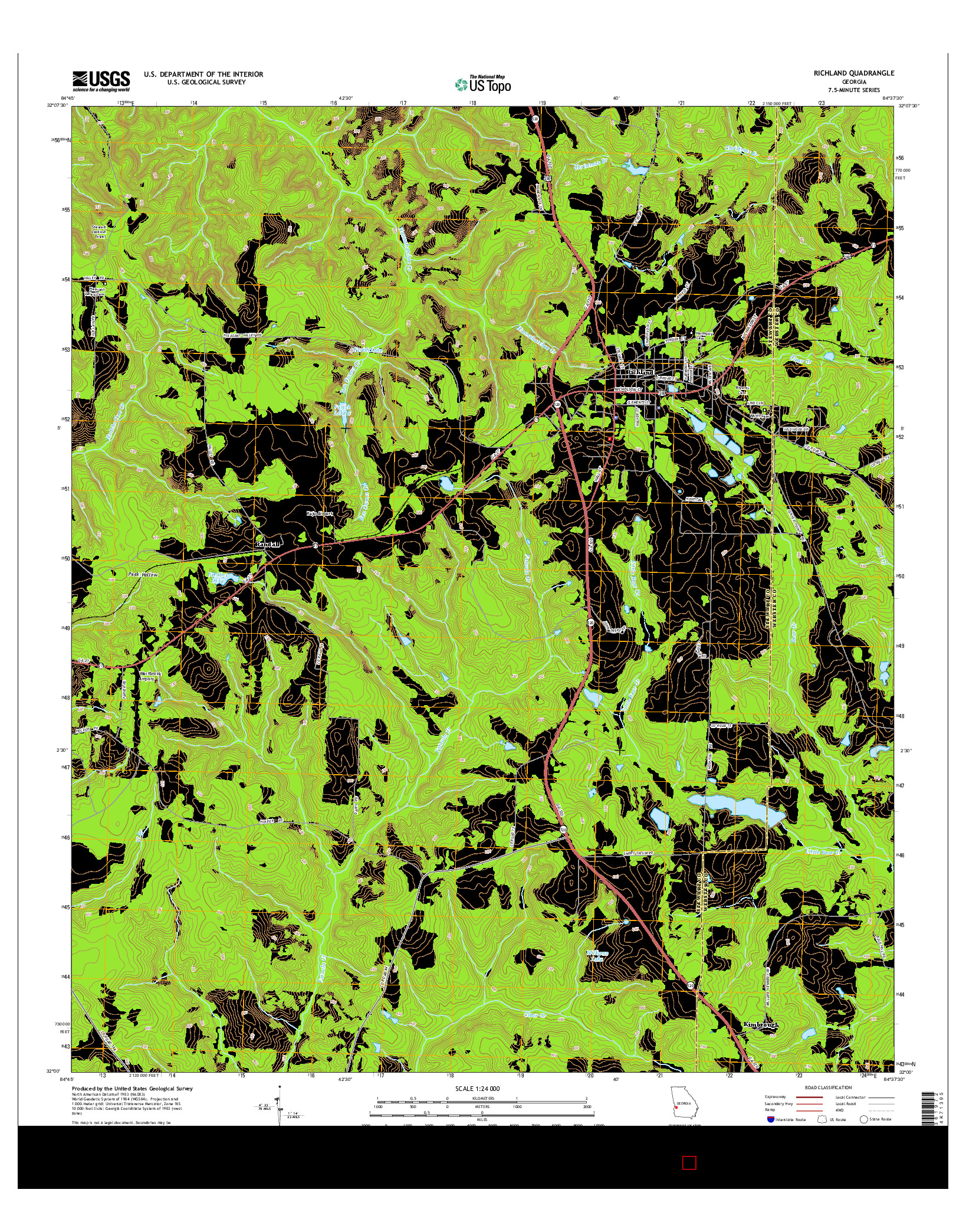 USGS US TOPO 7.5-MINUTE MAP FOR RICHLAND, GA 2014