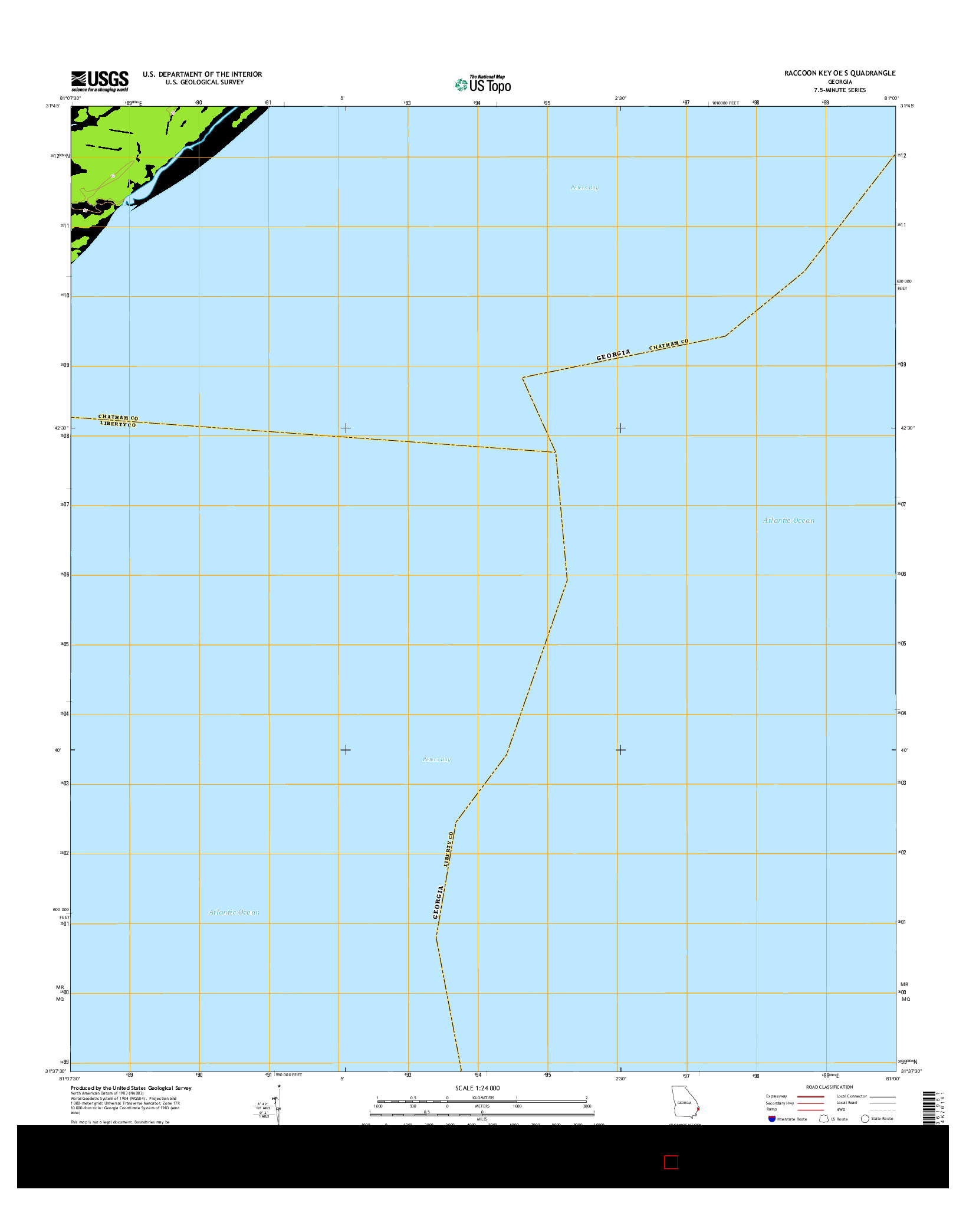 USGS US TOPO 7.5-MINUTE MAP FOR RACCOON KEY OE S, GA 2014