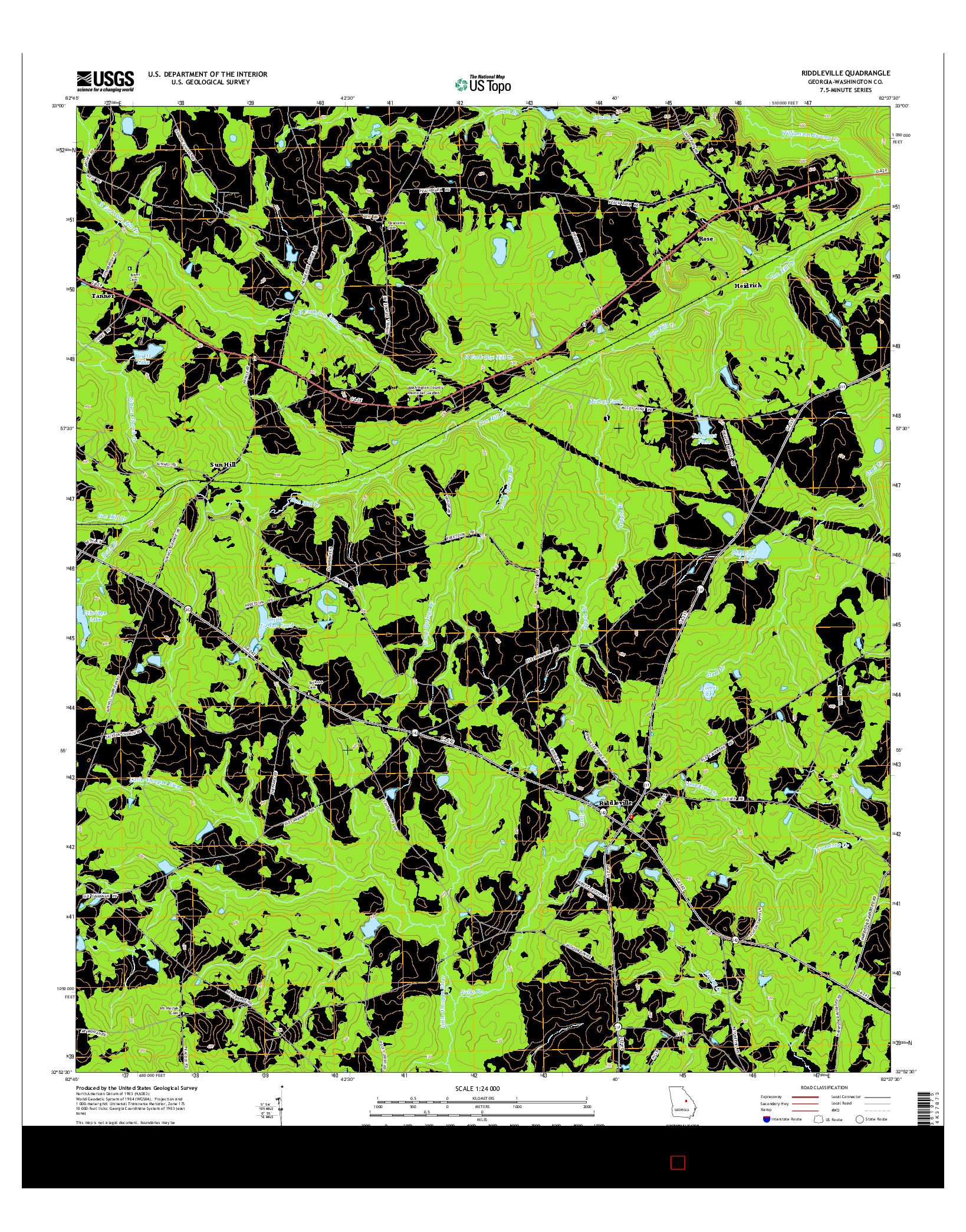 USGS US TOPO 7.5-MINUTE MAP FOR RIDDLEVILLE, GA 2014