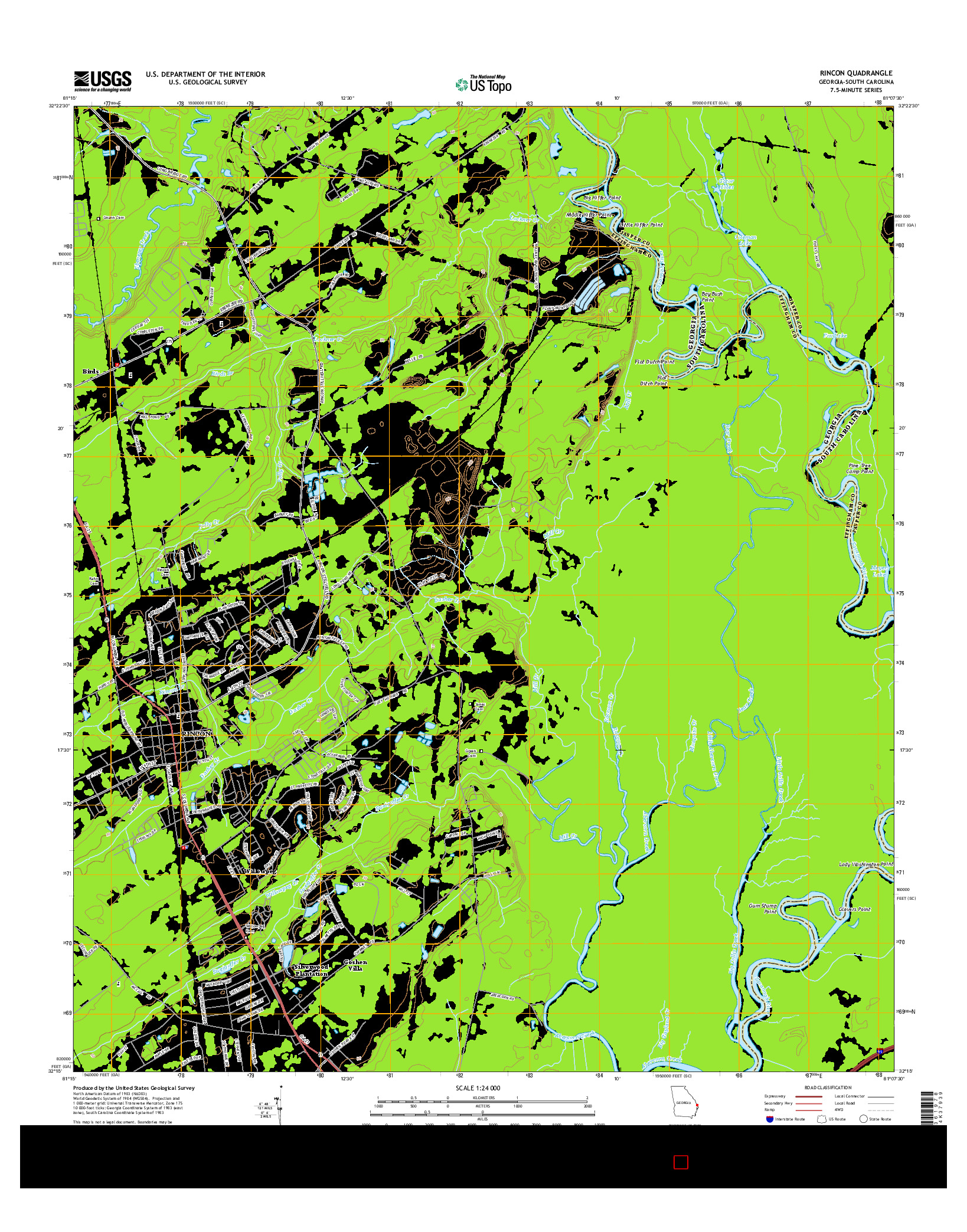 USGS US TOPO 7.5-MINUTE MAP FOR RINCON, GA-SC 2014